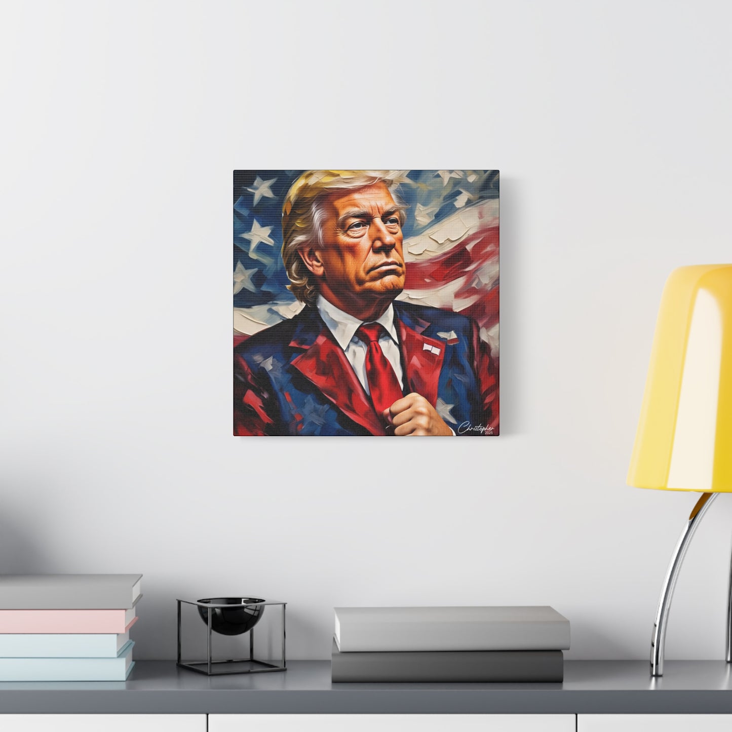 Patriotic Canvas Art, Stretched Wall Decor, Home Office, Gifts for Republicans, Political Enthusiasts, Americana Artwork