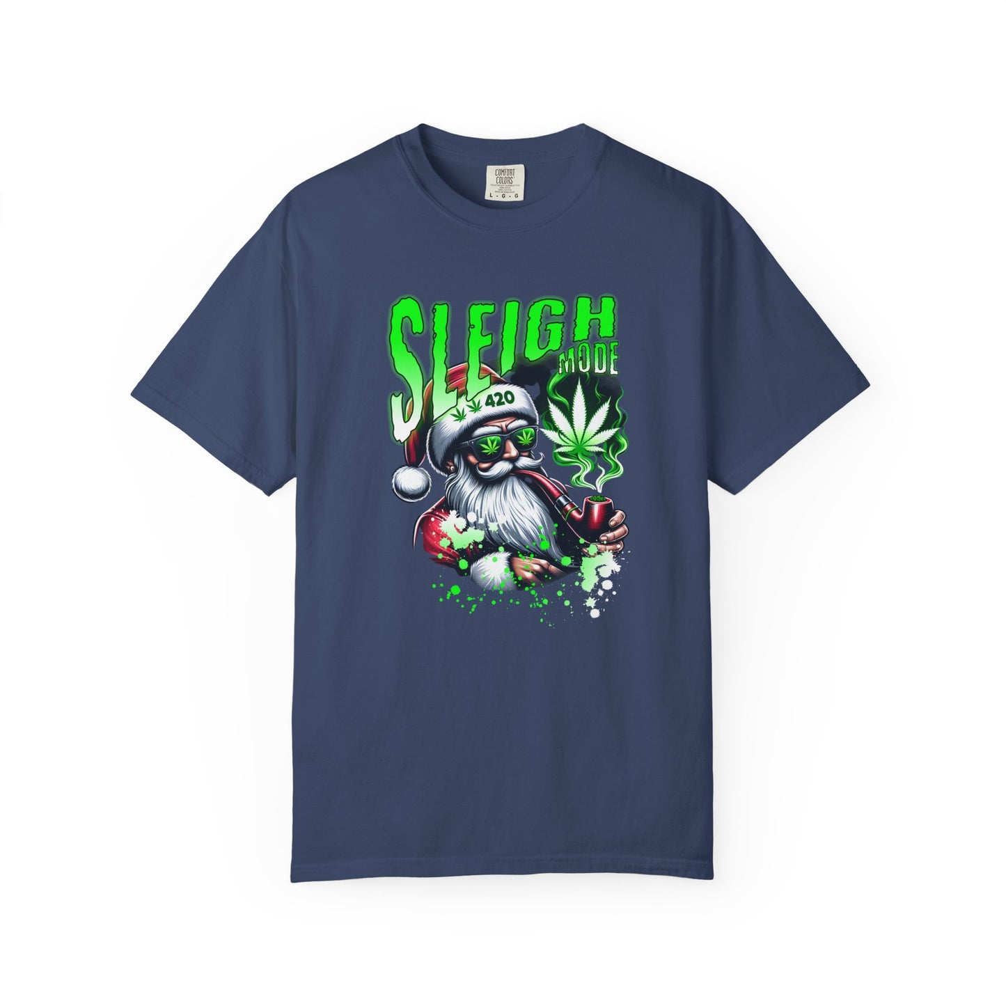 Sleigh Joe Graphic Tee, Unisex Holiday T-Shirt, Funny Christmas Shirt, Cannabis Santa Gift, Unique Tee for Parties