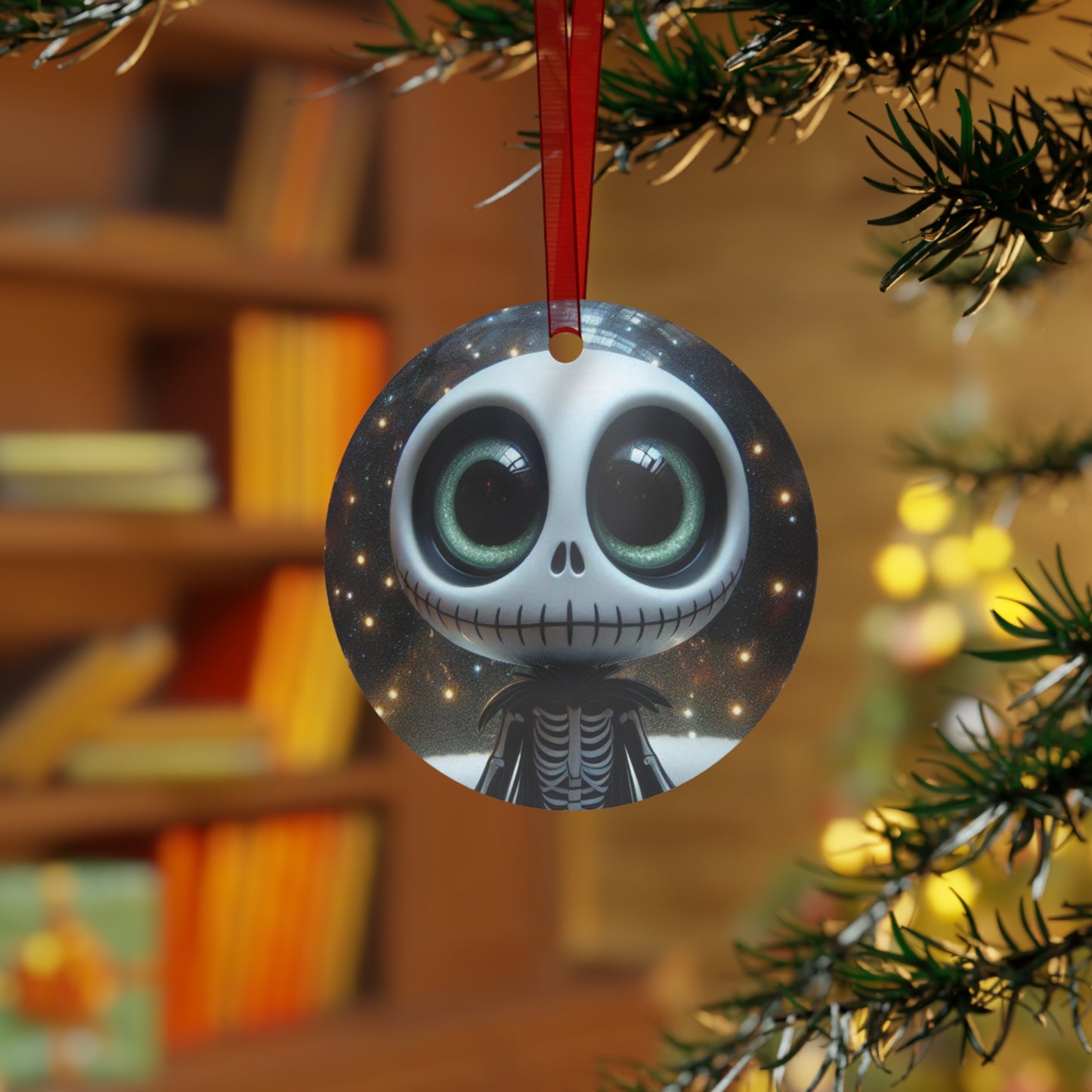 Cute Skeleton Bell Metal Ornament — Spooky Holiday Decoration