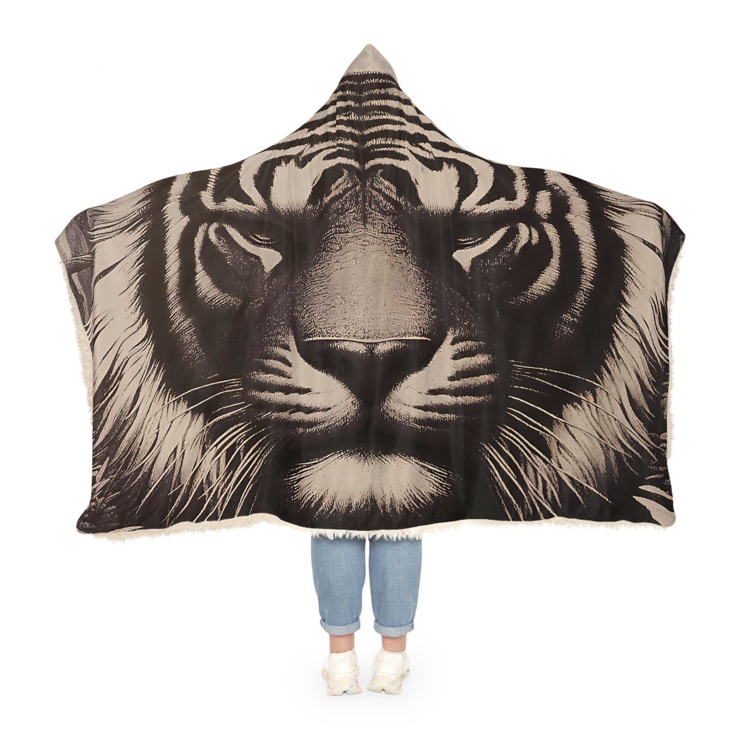 Cozy Tiger Hooded Snuggle Blanket | Warm Throw for Chill Nights, Gifts for Animal Lovers, Home Decor, Fall Comfort