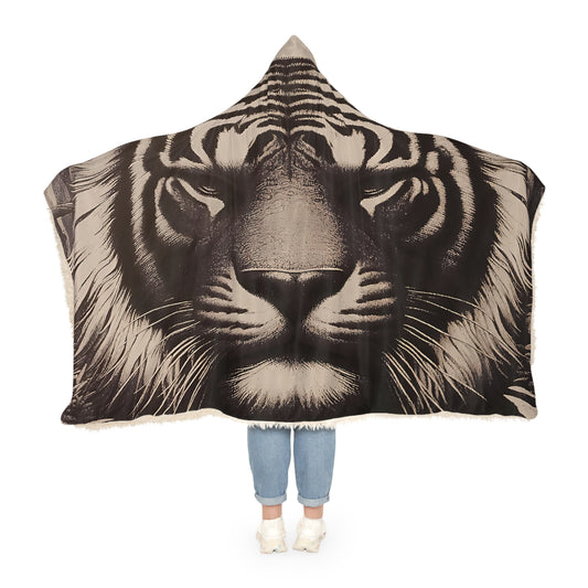 Cozy Tiger Hooded Snuggle Blanket | Warm Throw for Chill Nights, Gifts for Animal Lovers, Home Decor, Fall Comfort