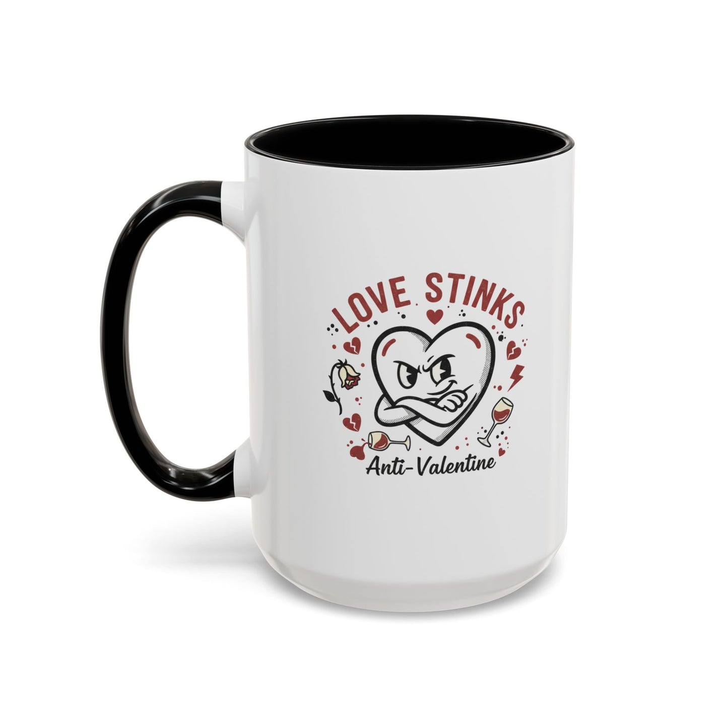 Coffee Mug — "Love Stinks" Anti-Valentine Heart Accent Mug (11/15oz)