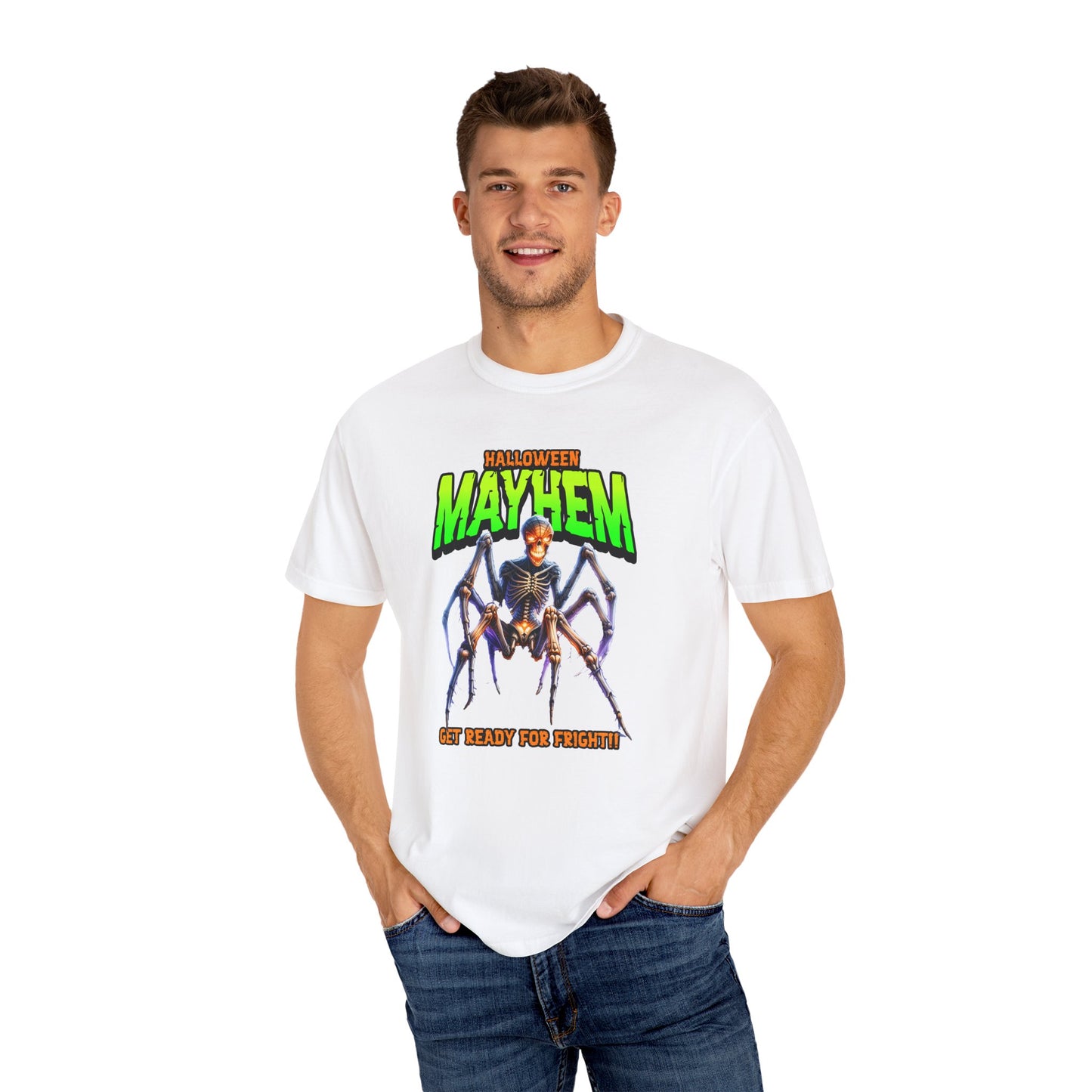Halloween Mayhem Unisex T-Shirt, Spooky Tee for Men & Women, Perfect for Halloween Parties, Trick or Treat, Eerie Vibes, Unique Costume