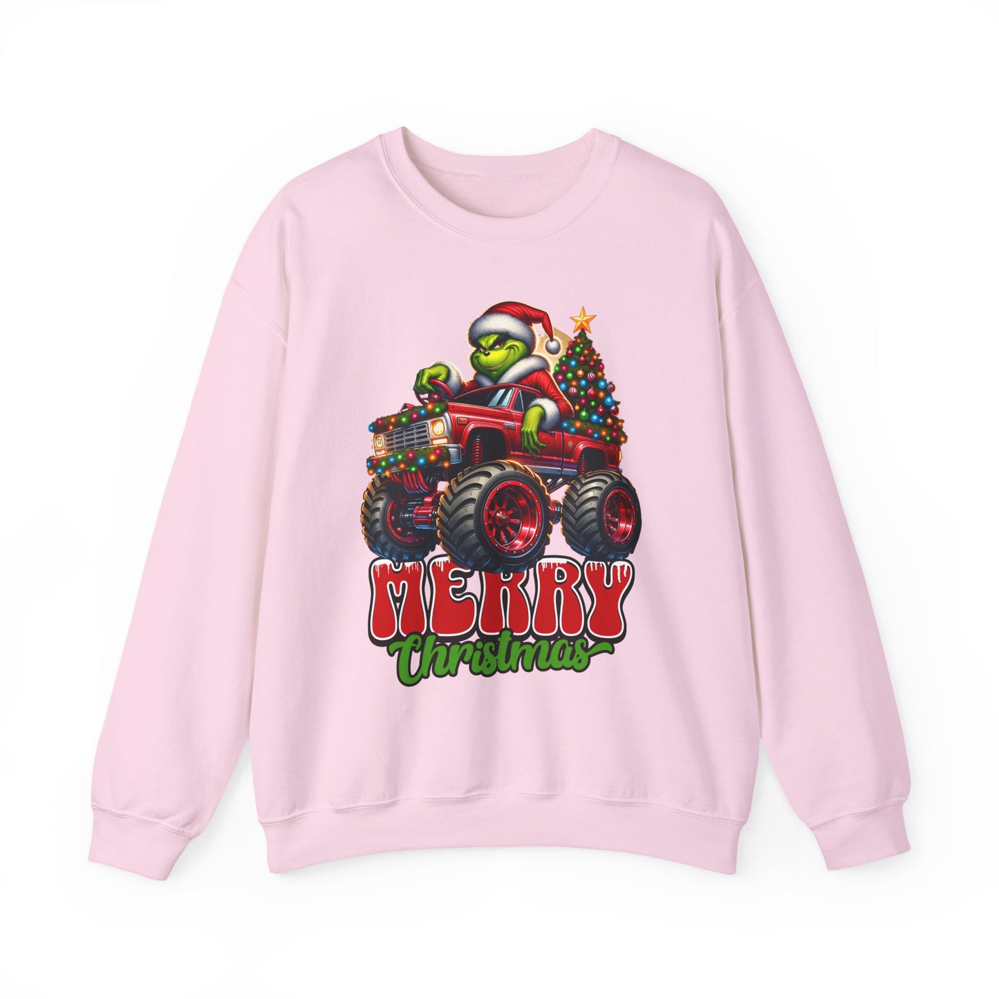 Christmas Monster Truck Sweatshirt — 'Merry Christmas' Grinch Driver Design