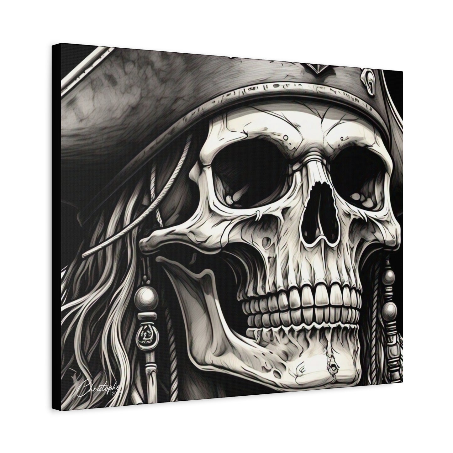 Pirate Skull Canvas Art - Edgy Gothic Decor, Wall Art for Halloween, Gothic Home Decor, Pirate Theme, Gift for Him