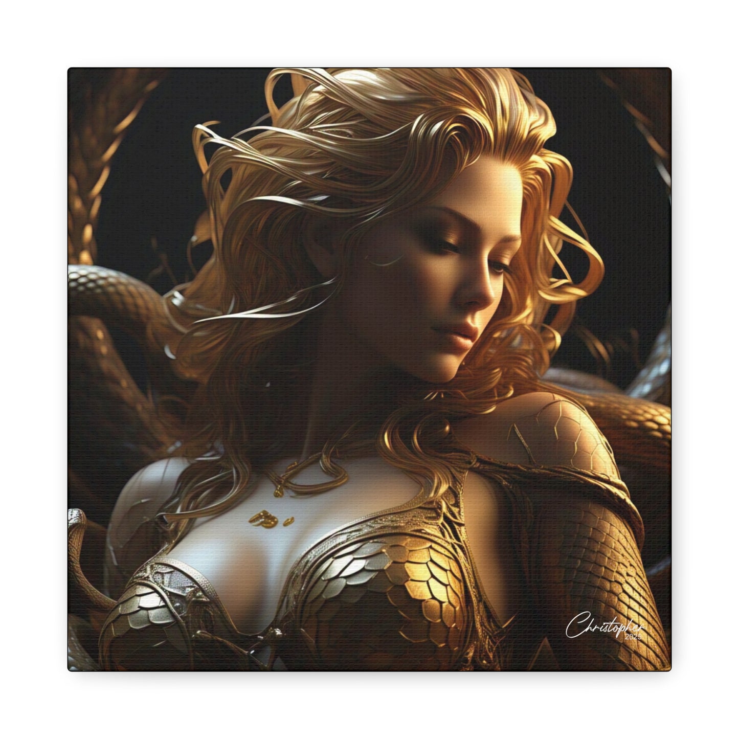 Fantasy Art Canvas Print - Serpent Goddess Home Decor