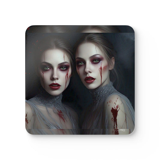 Eerie Halloween Cork Coaster Set | Spooky Drinkware | Home Decor for Goth Lovers | Unique Gift for Parties, Witchy Vibes, Blood Art Coasters