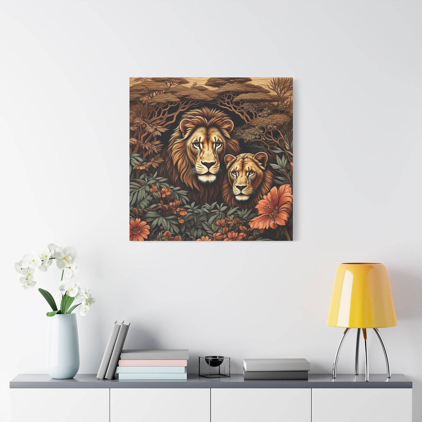 Majestic Lion Family Canvas Wall Art, Animal Lovers Decor, Wildlife Home Accent, Gift for Nature Enthusiasts, Meaningful Family Art