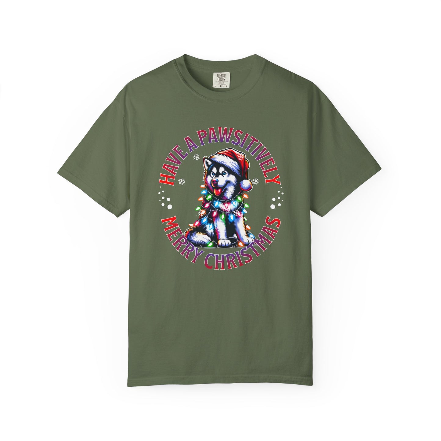 Christmas Husky T-Shirt — "Have a Paws-itively Merry Christmas" Holiday Tee