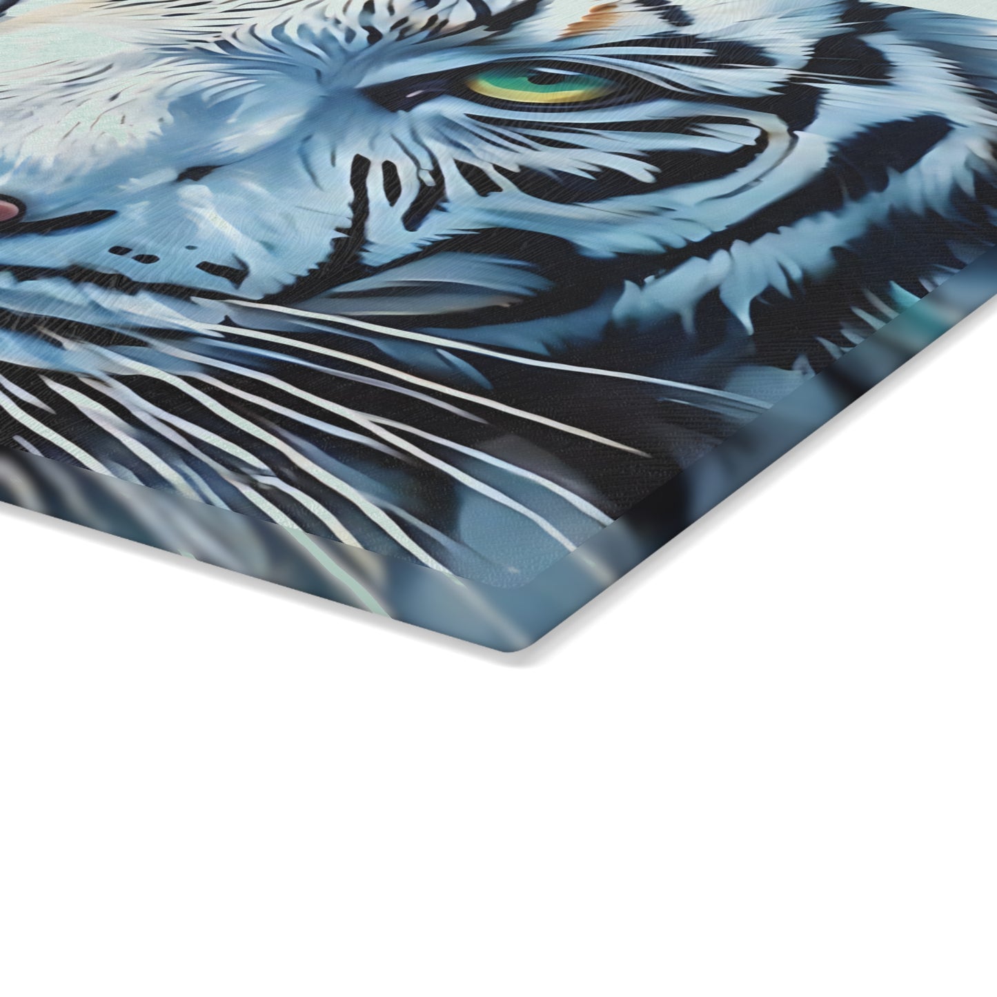White Tiger Glass Cutting Board – Bold Wildlife Kitchen Art