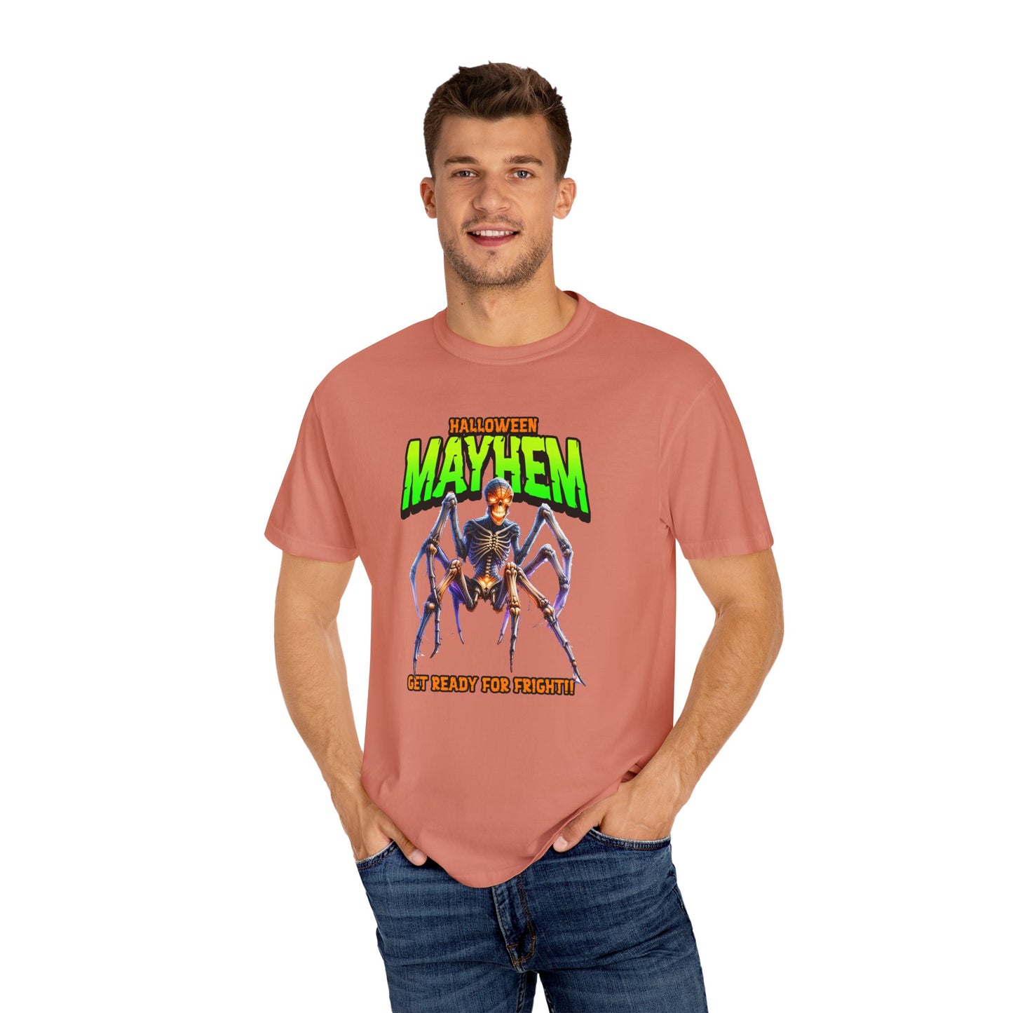 Halloween Mayhem Unisex T-Shirt, Spooky Tee for Men & Women, Perfect for Halloween Parties, Trick or Treat, Eerie Vibes, Unique Costume