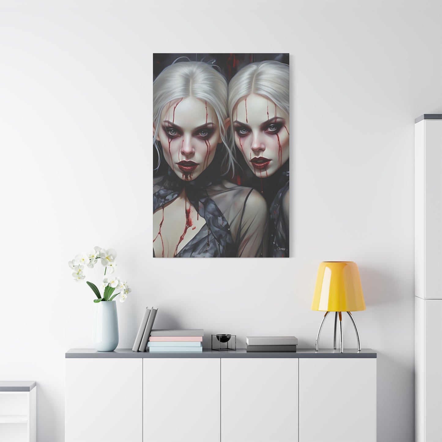 Gothic Canvas Art Print, Dark Fantasy Wall Decor, Horror Art, Halloween Home Decor, Vampire Artwork, Unique Gift for Spooky Season