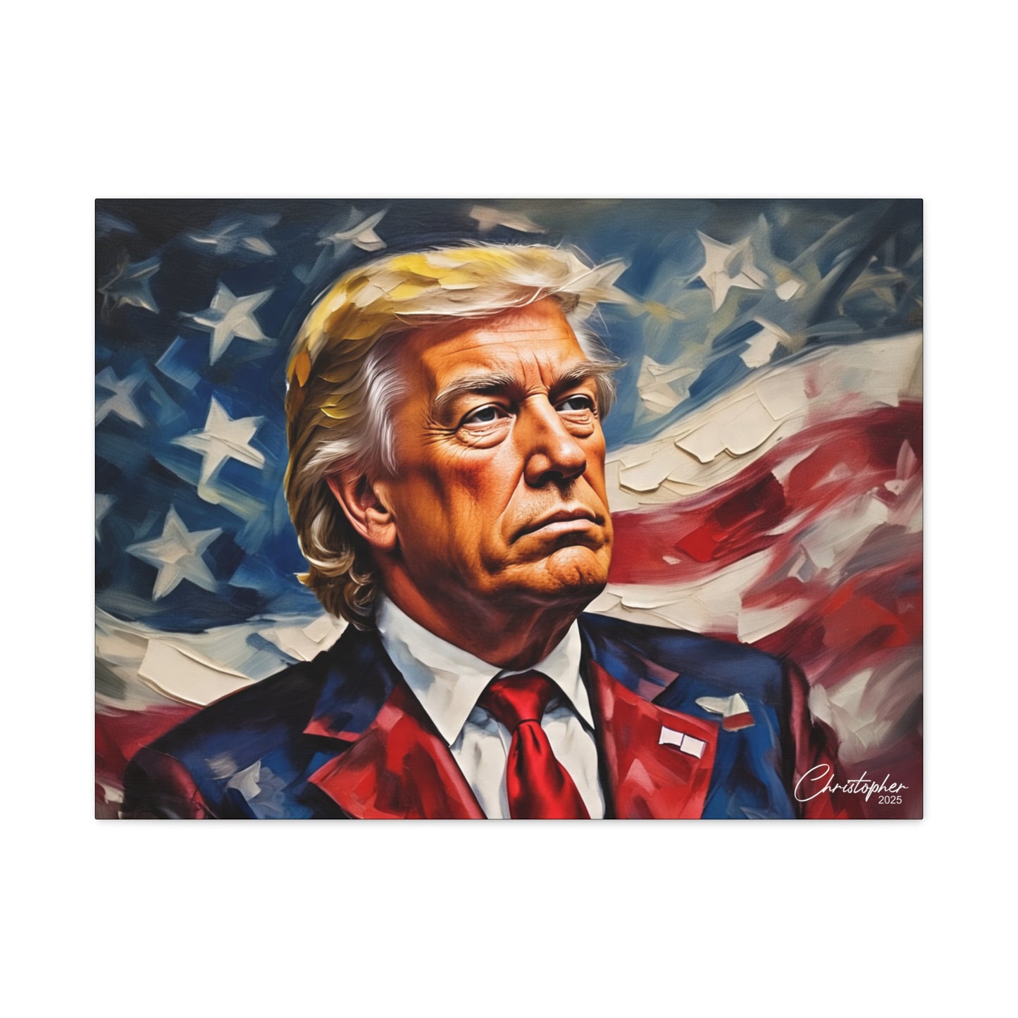 Patriotic Canvas Art, Stretched Wall Decor, Home Office, Gifts for Republicans, Political Enthusiasts, Americana Artwork