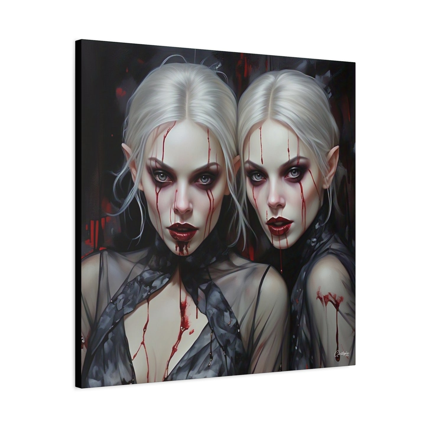 Gothic Canvas Art Print, Dark Fantasy Wall Decor, Horror Art, Halloween Home Decor, Vampire Artwork, Unique Gift for Spooky Season