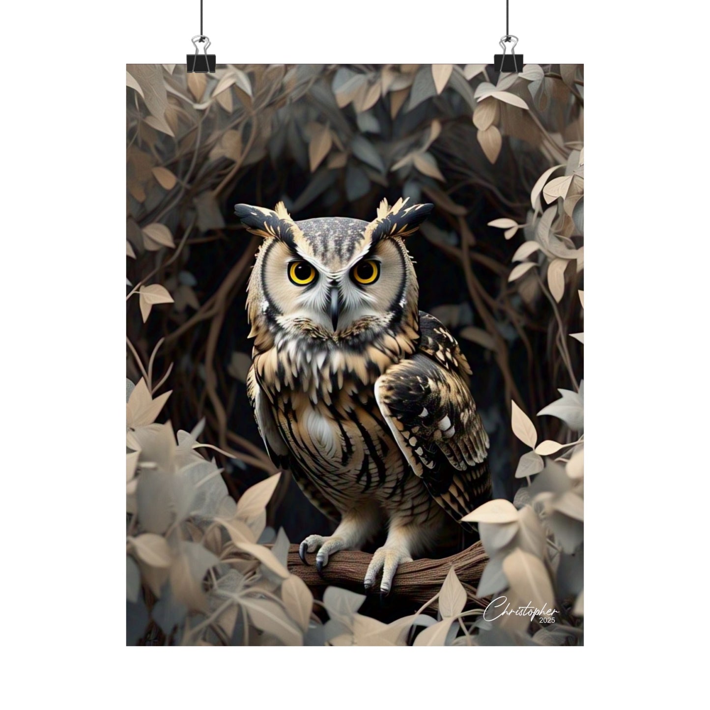Majestic Owl Matte Vertical Poster - Nature Wall Art for Home Decor