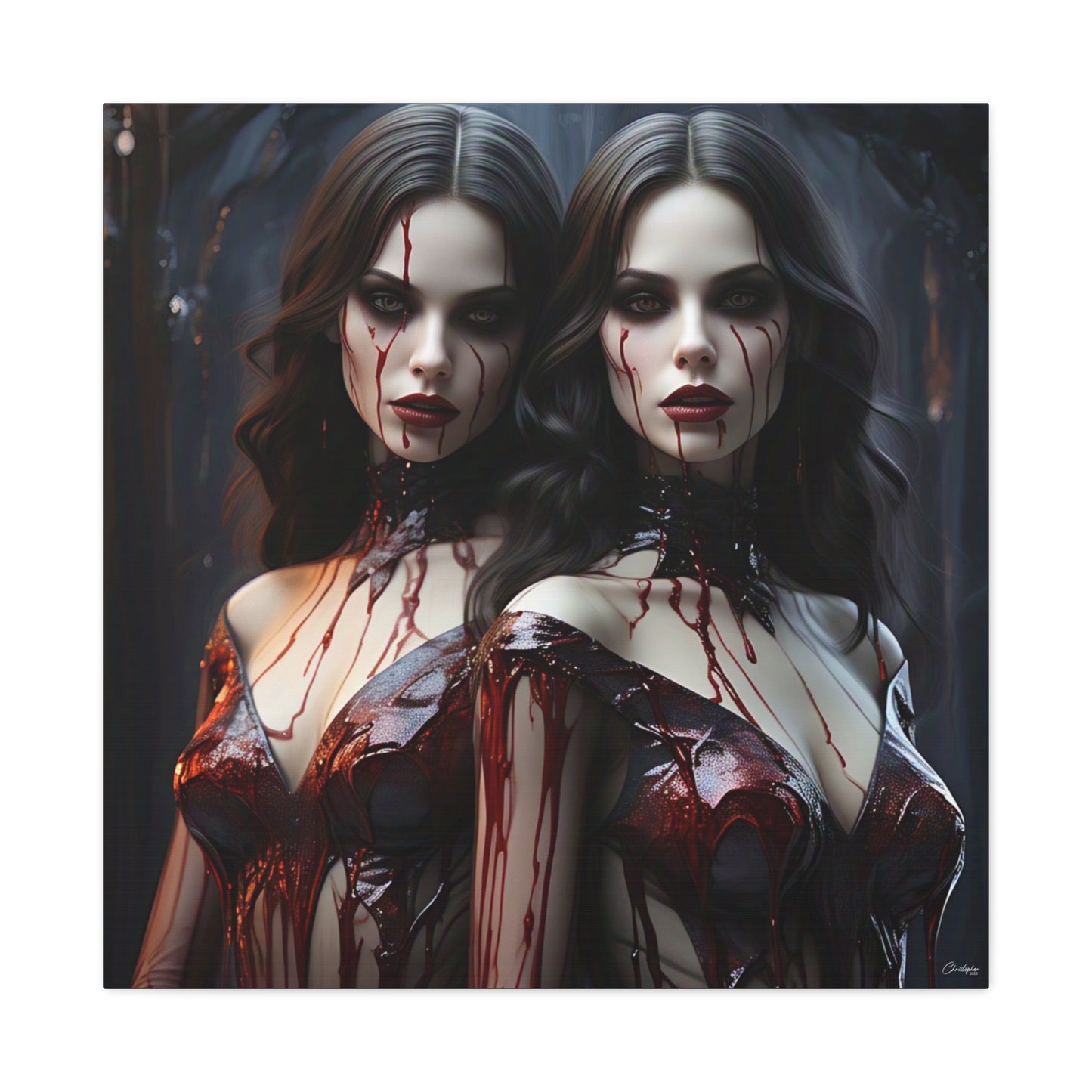 Gothic Vampire Canvas Art, Wall Decor, Horror Artwork, Halloween Home Decor, Spooky Room Accent, Unique Gift Idea