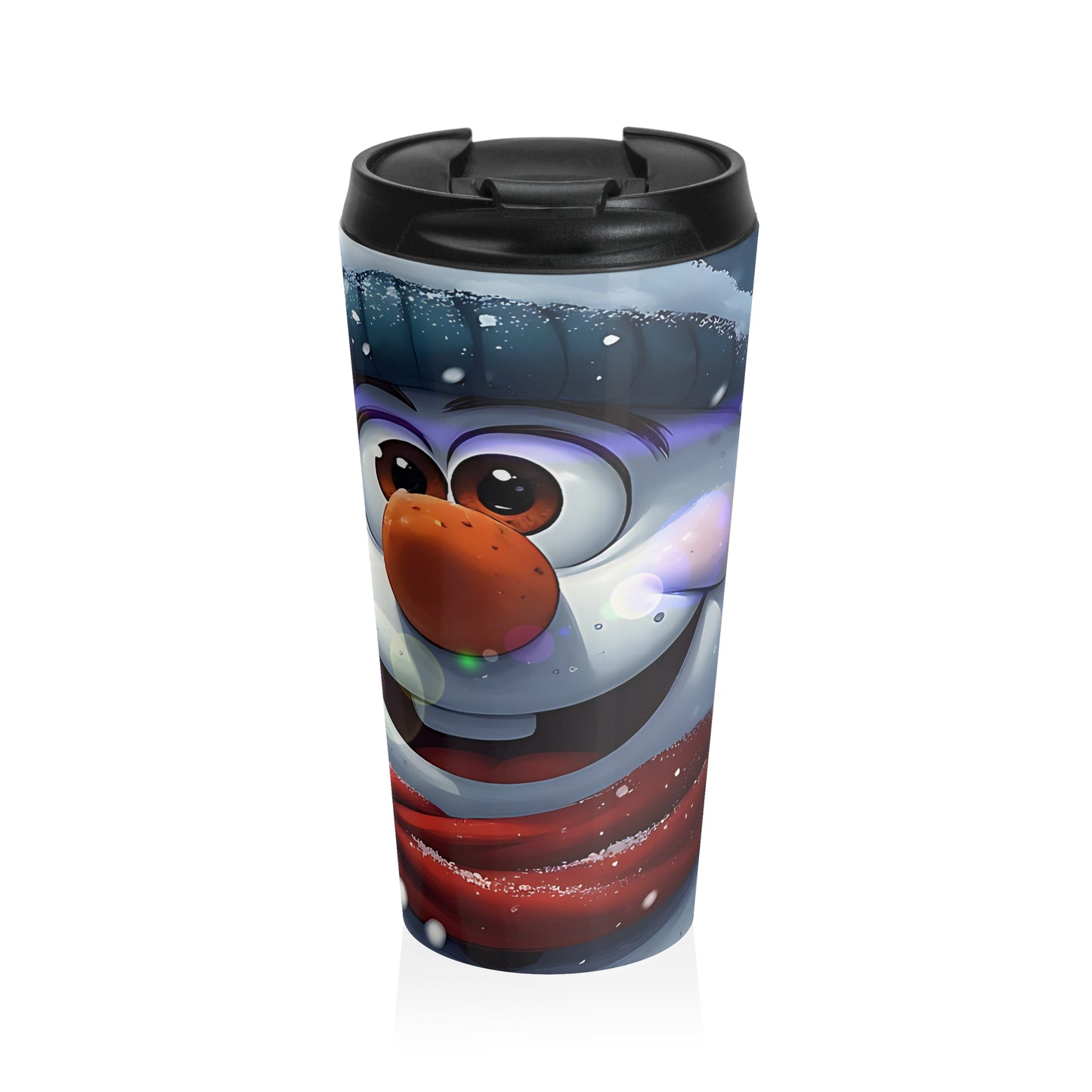 Festive (christmas selfies) Stainless Steel Travel Mug - Cheerful Snowman Design