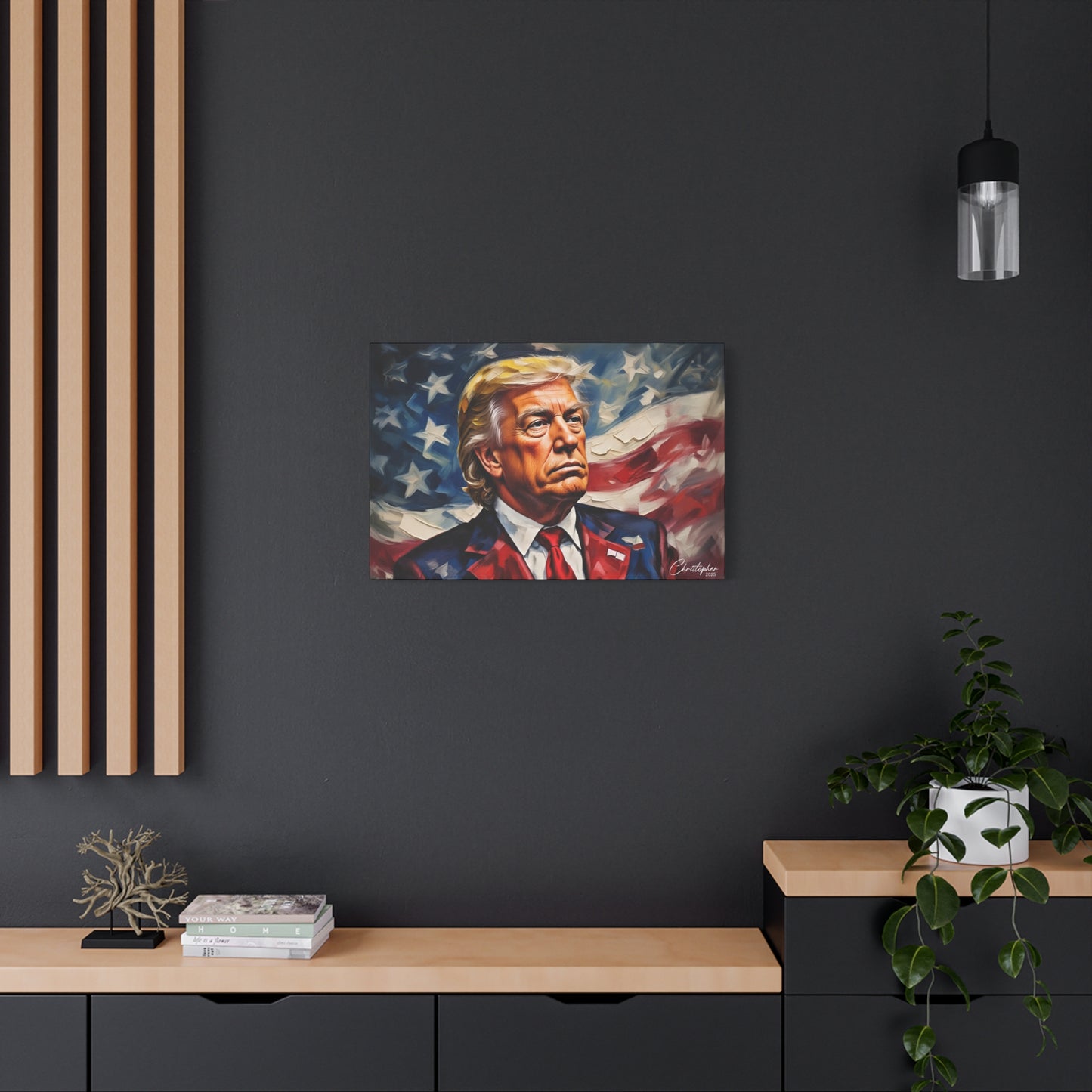 Patriotic Canvas Art, Stretched Wall Decor, Home Office, Gifts for Republicans, Political Enthusiasts, Americana Artwork