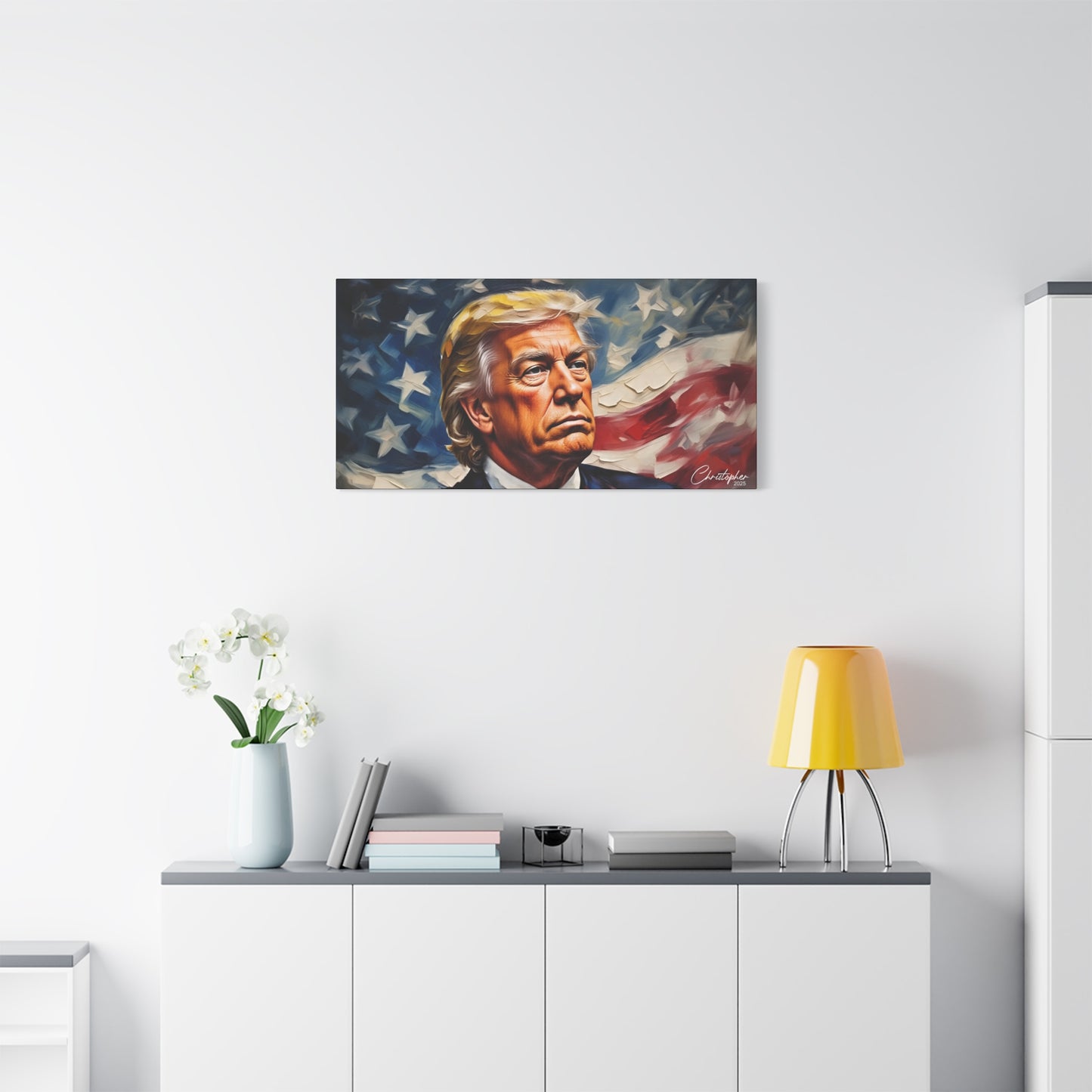 Patriotic Canvas Art, Stretched Wall Decor, Home Office, Gifts for Republicans, Political Enthusiasts, Americana Artwork