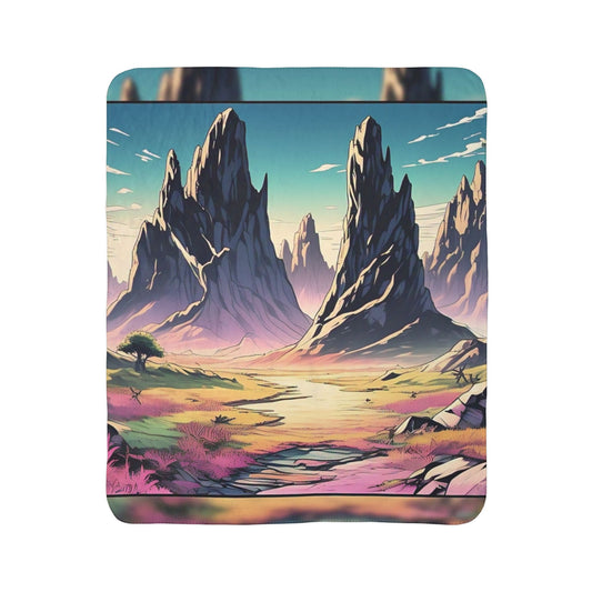 Serene Landscape Fleece Sherpa Blanket - Cozy Home Decor, Ideal for Camping, Picnics, and Gifts, Perfect for Relaxation