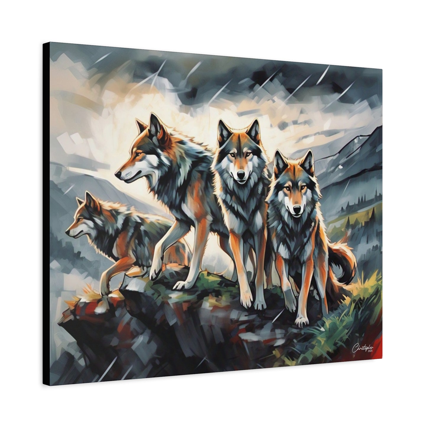 Wolf Family Matte Canvas Art, Home Decor, Animal Lovers Gift, Nature Wall Art, Wildlife Art Print, Outdoor Enthusiasts Decor