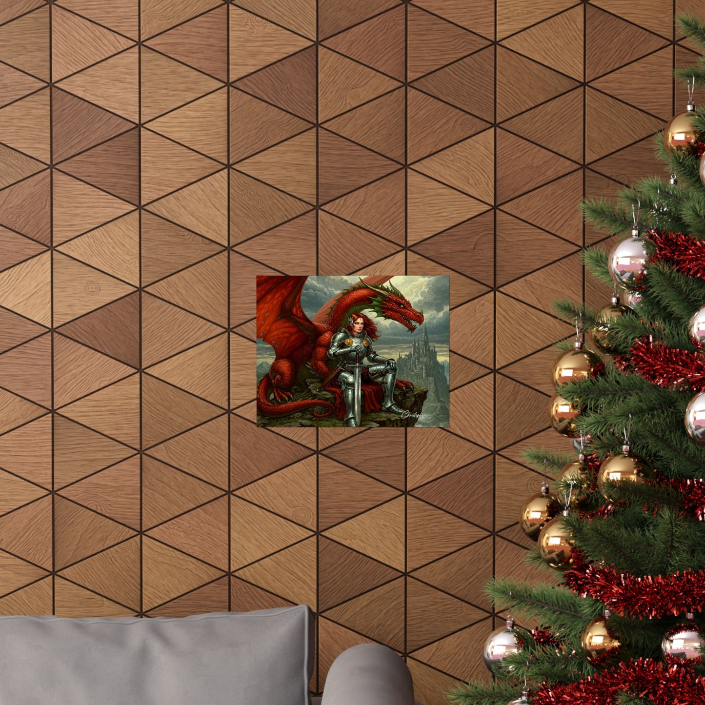 Fantasy Dragon Art Print, Horizontal Matte Poster, Fantasy Home Decor, Medieval Wall Art, Gift for Fantasy Lovers