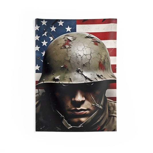 Patriotic Military Wall Tapestry, Vintage Soldier Decor, Remembrance Wall Art, Room Decoration, Memorial Day Gift Idea