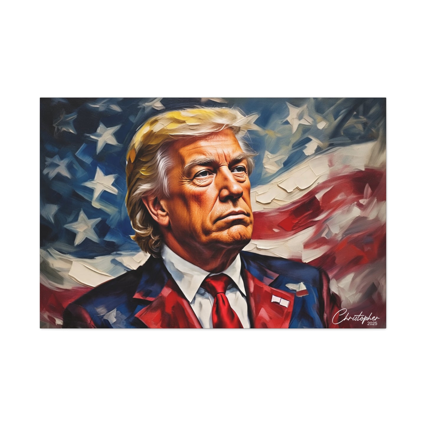 Patriotic Canvas Art, Stretched Wall Decor, Home Office, Gifts for Republicans, Political Enthusiasts, Americana Artwork