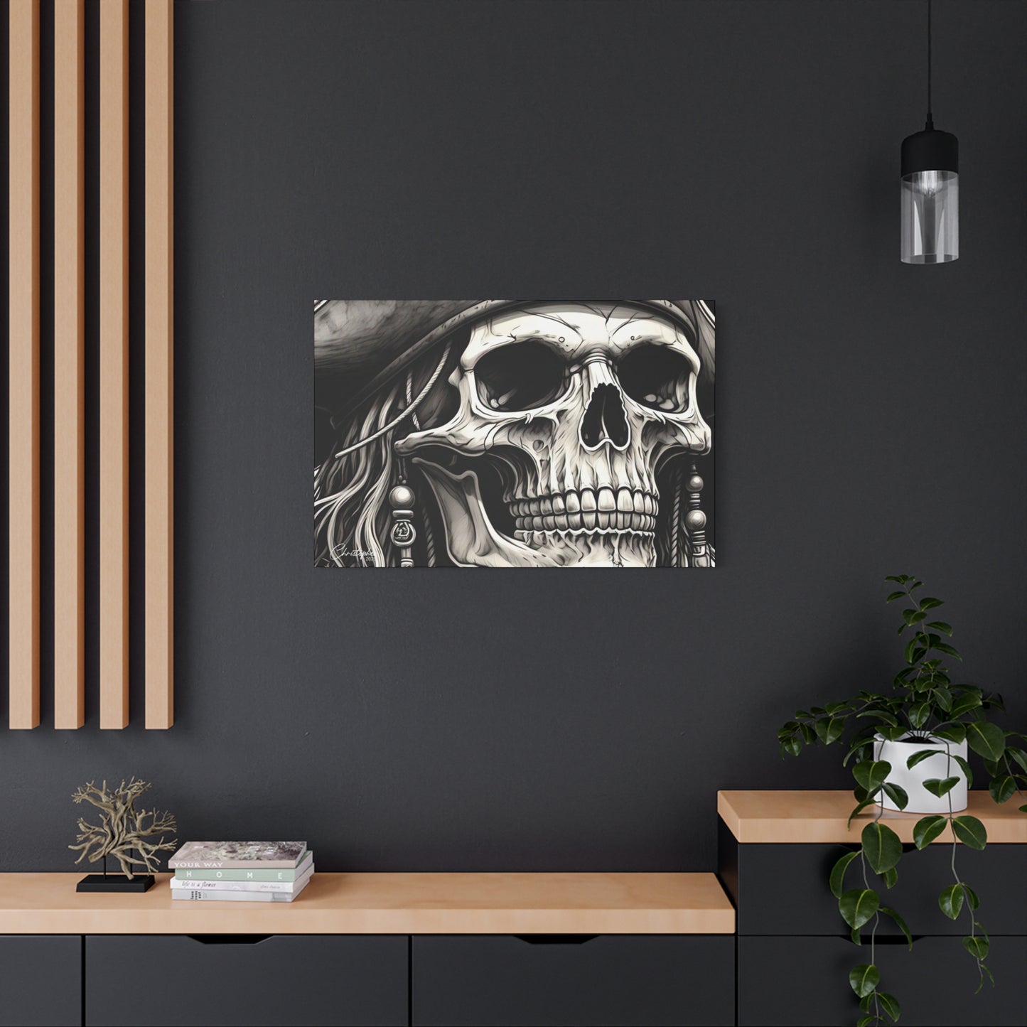 Pirate Skull Canvas Art - Edgy Gothic Decor, Wall Art for Halloween, Gothic Home Decor, Pirate Theme, Gift for Him