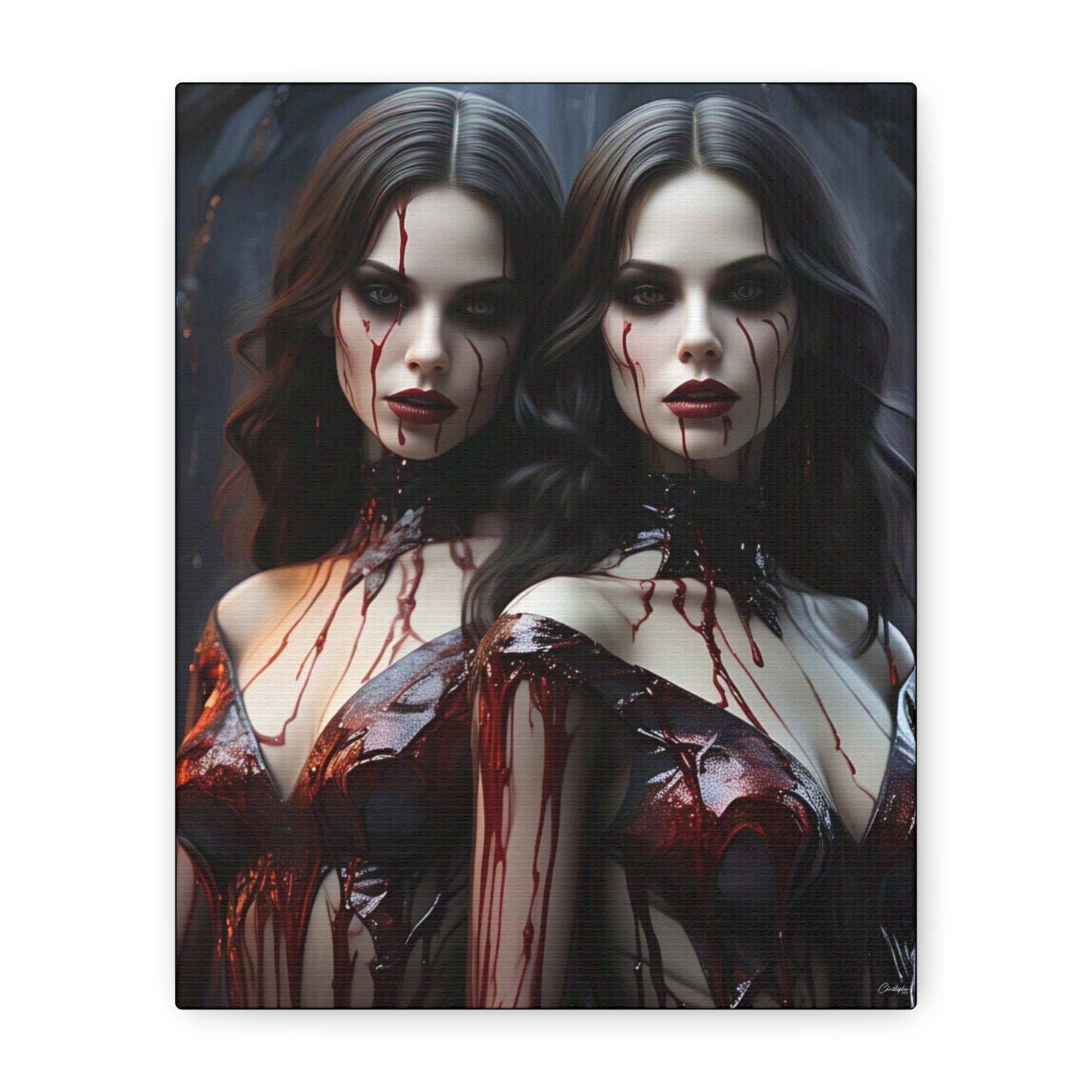 Gothic Vampire Canvas Art, Wall Decor, Horror Artwork, Halloween Home Decor, Spooky Room Accent, Unique Gift Idea