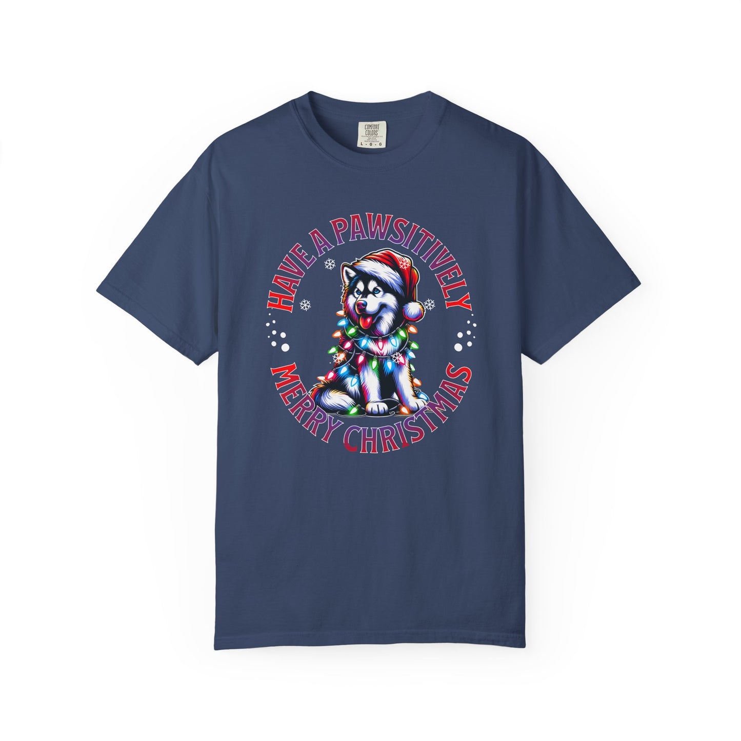 Christmas Husky T-Shirt — "Have a Paws-itively Merry Christmas" Holiday Tee