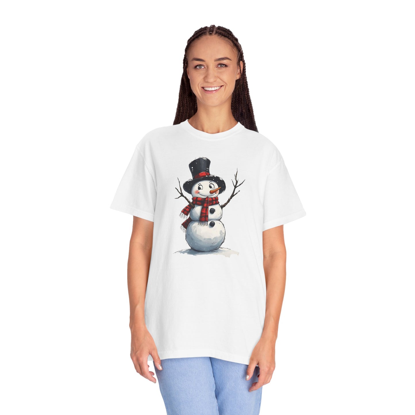 Snowman Tee — Cute Vintage Snowman with Scarf & Top Hat Holiday T-Shirt