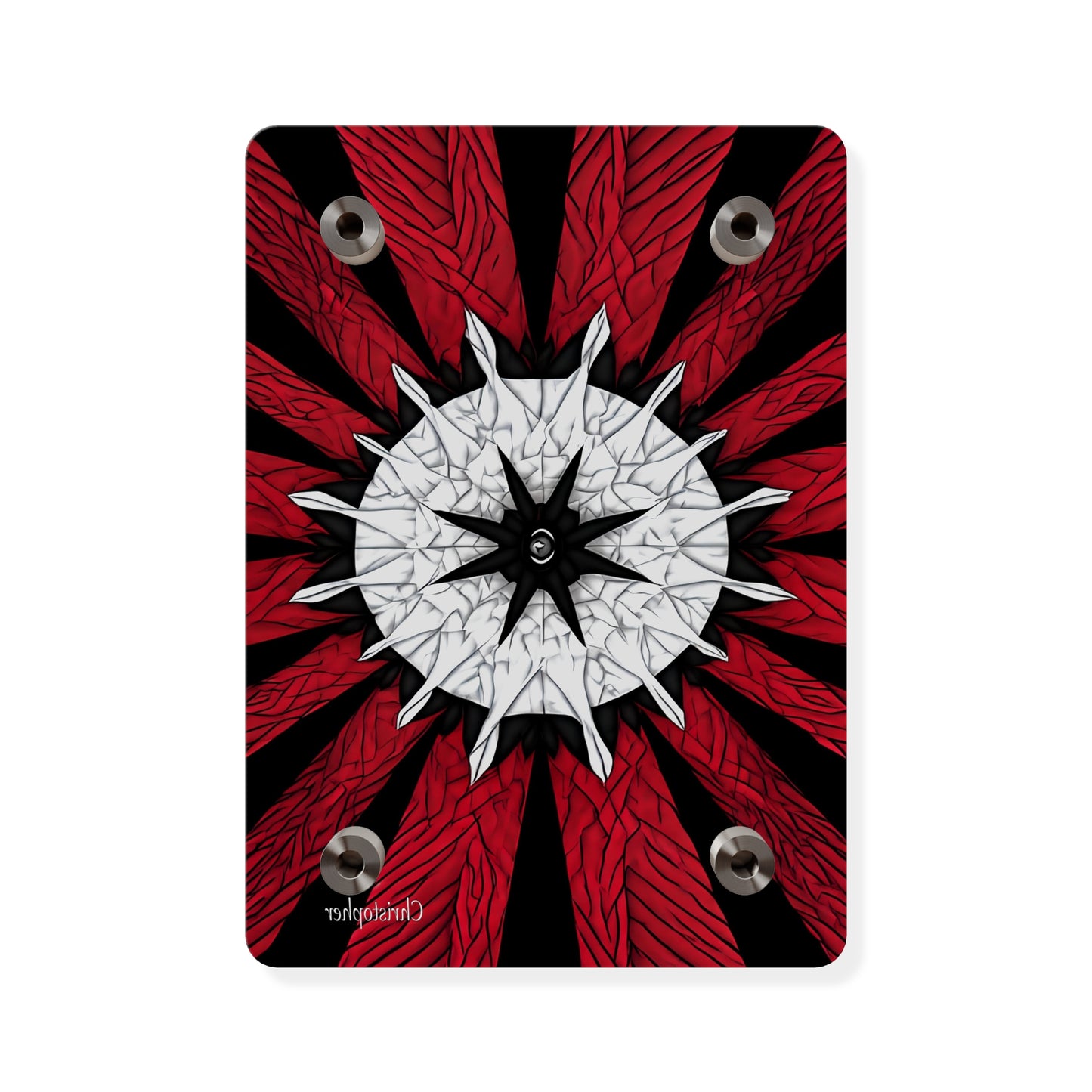 Red & Black Mandala Acrylic Wall Art Panel — Personalized Name Option