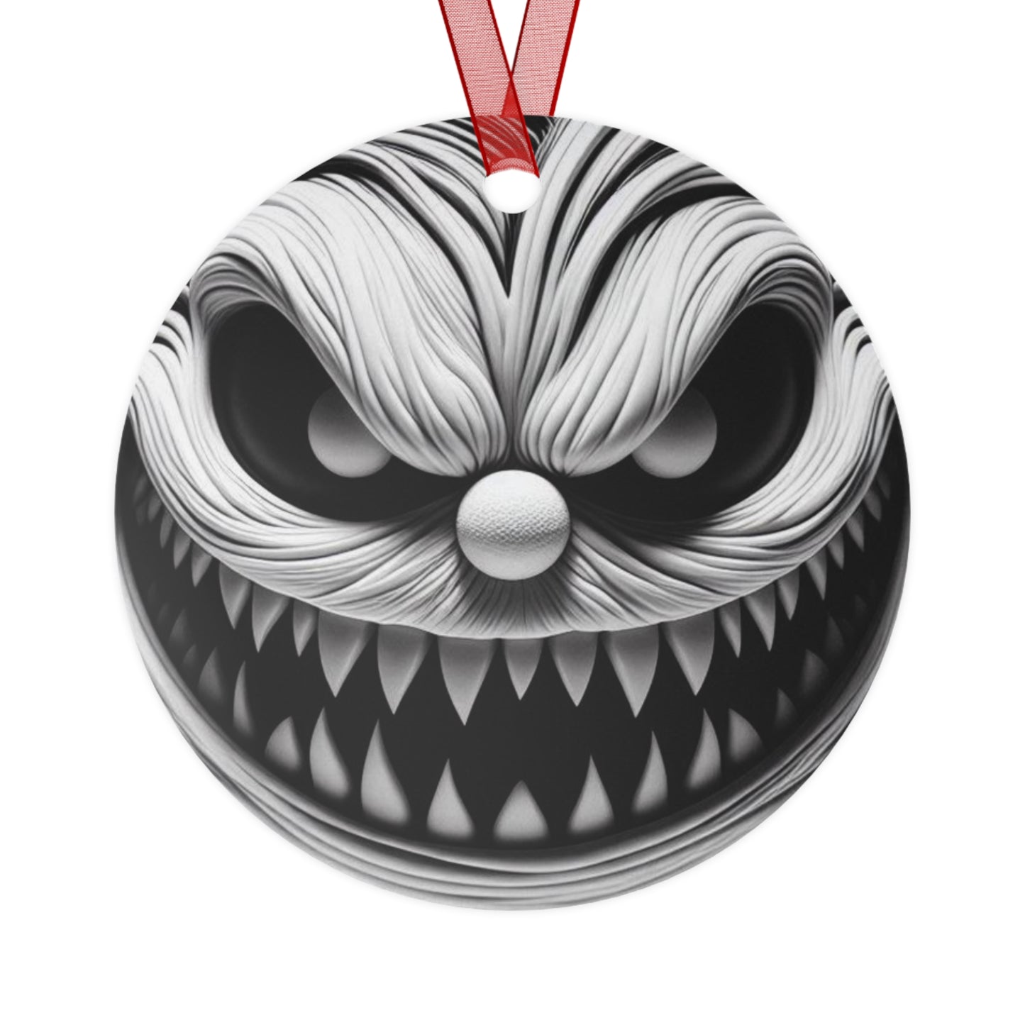 Scary Monster Bell Metal Ornament — Creepy Black & White Holiday Decor