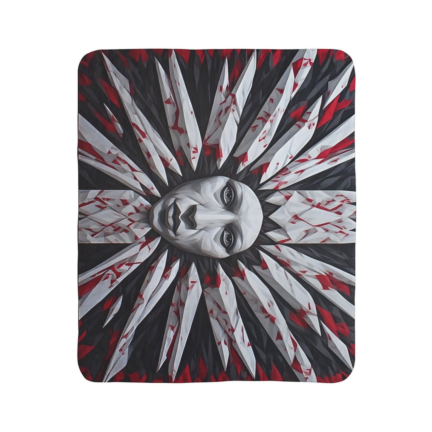 Horror Sunface Sherpa Blanket — Gothic Bloody Knife Mandala Throw