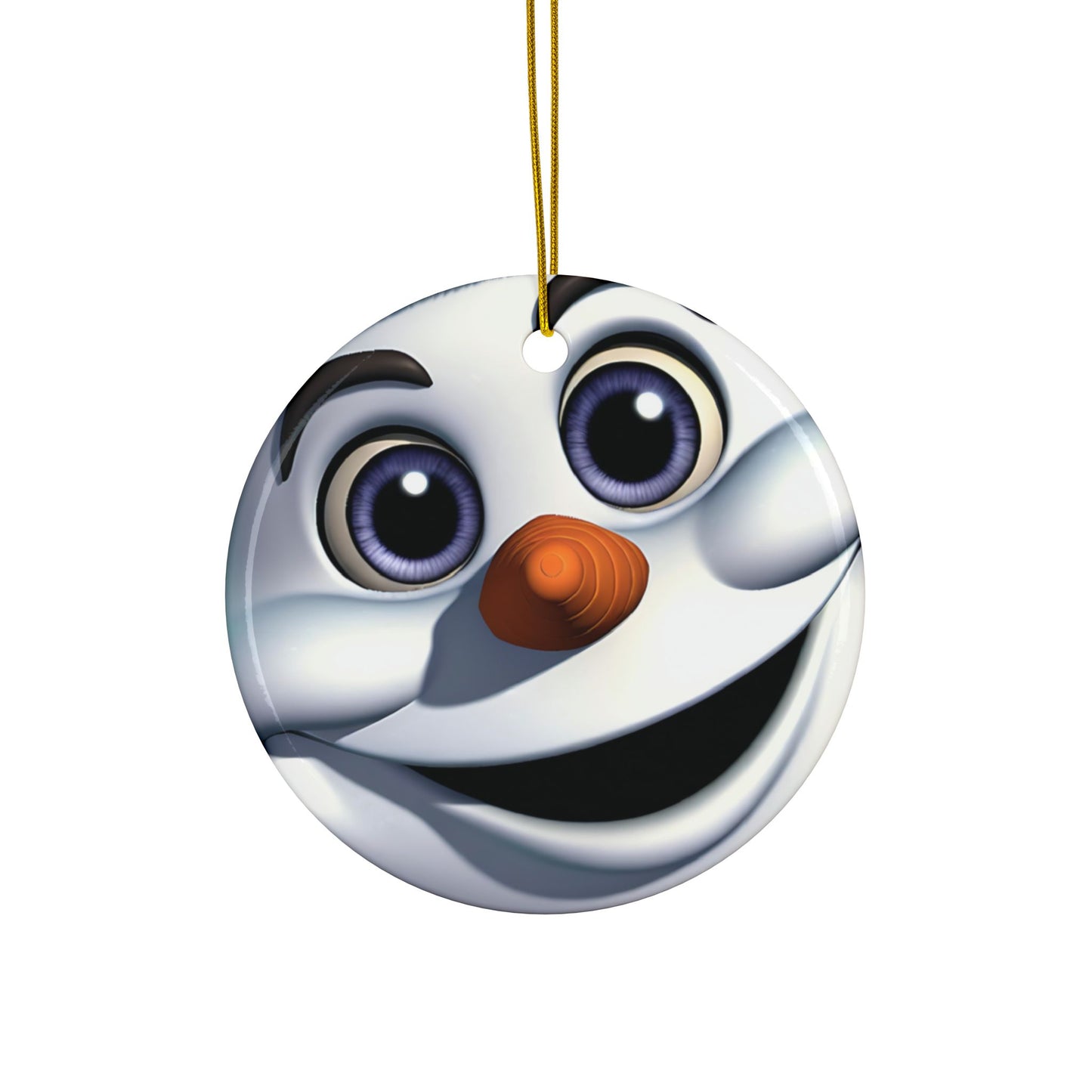 Snowman Face Ceramic Ornament — Cute Holiday Tree Decoration, Double-Sided
