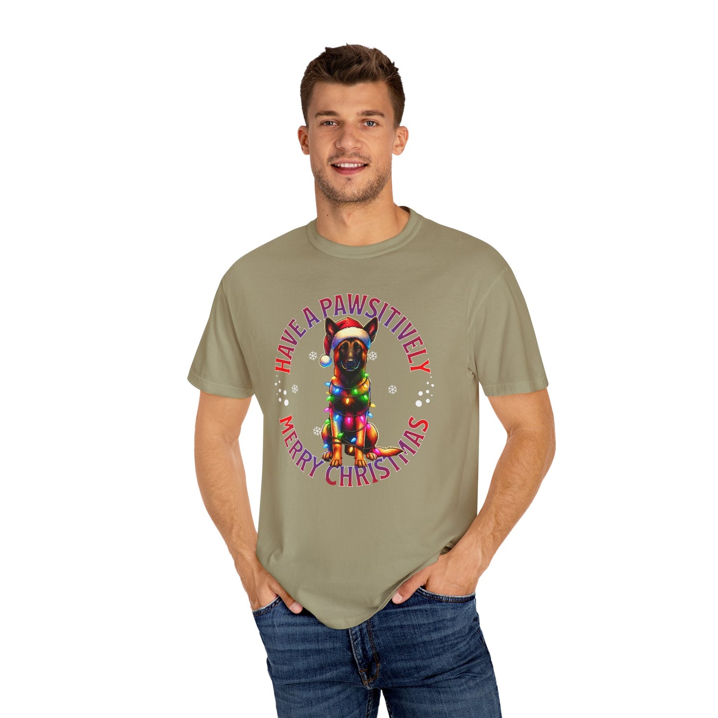 Christmas Malinois T-Shirt — "Have a Pawsitively Merry Christmas" Holiday Tee