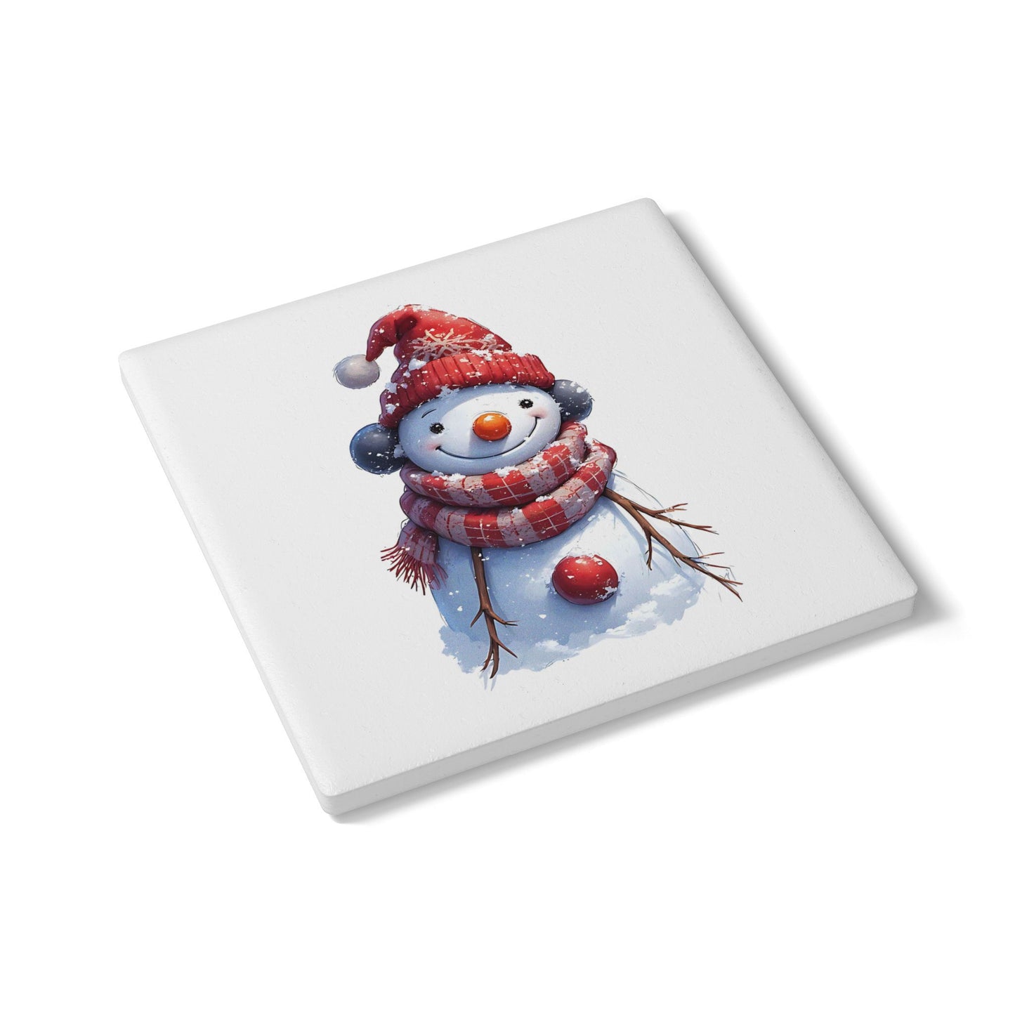 Snowman Ceramic Coaster – Cute Winter Holiday Drink Protector