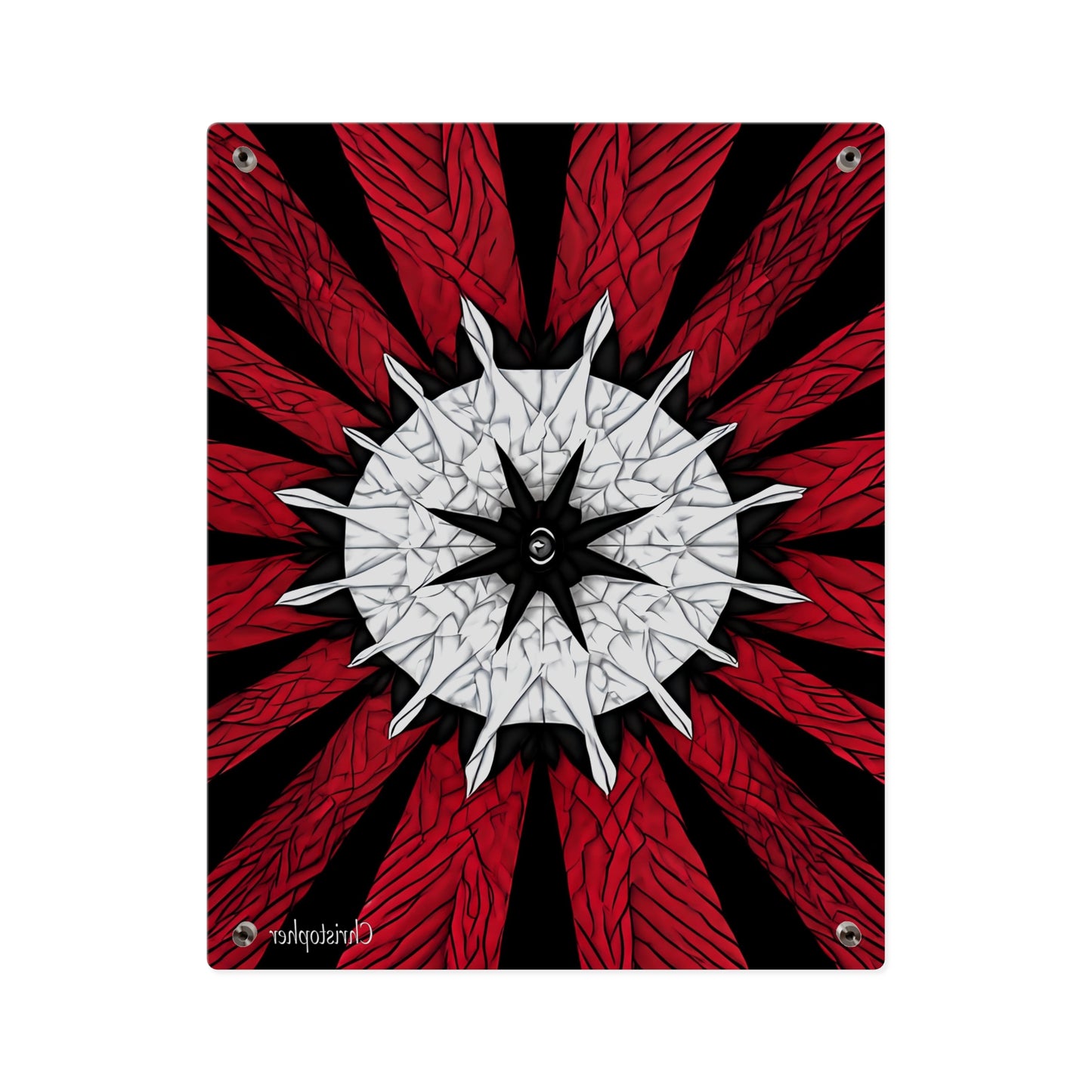 Red & Black Mandala Acrylic Wall Art Panel — Personalized Name Option
