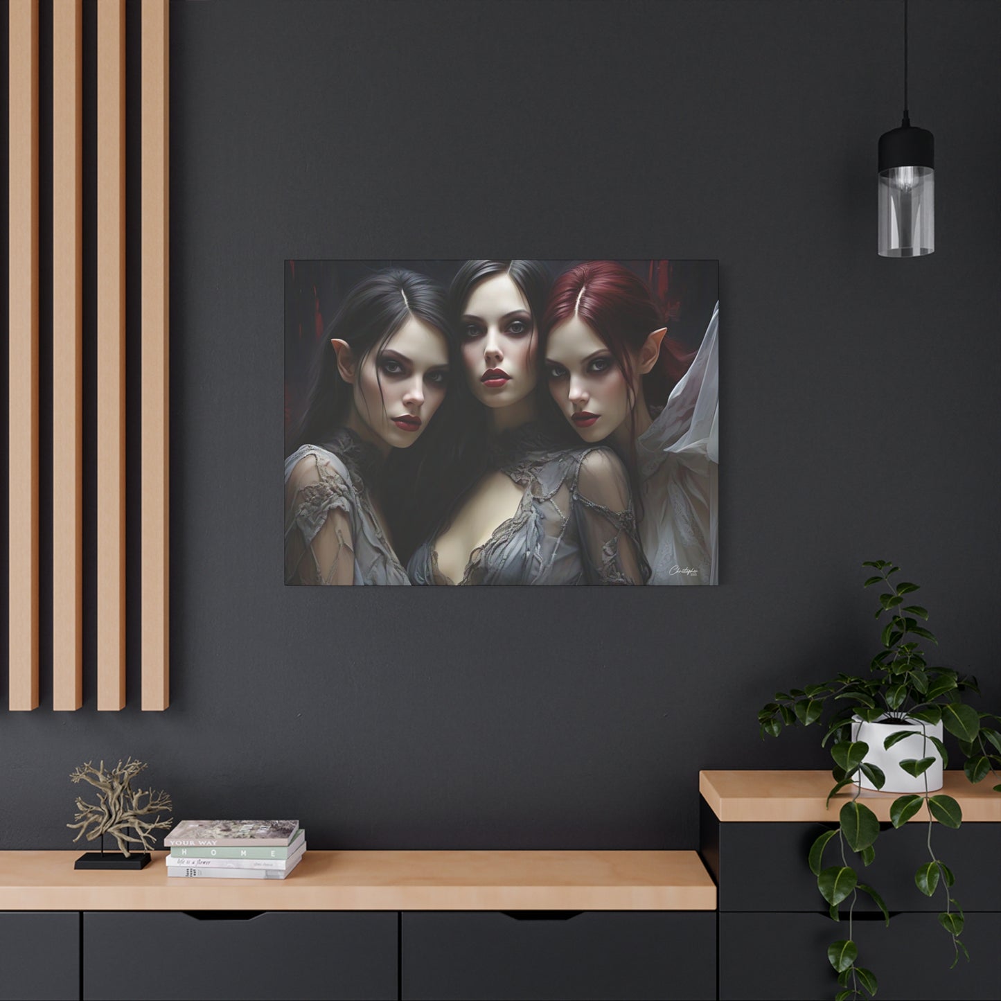 Gothic Wall Art Canvas, Fantasy Home Decor, Unique Gift for Halloween, Witchy Vibe Art, Dark Aesthetic Room Decor