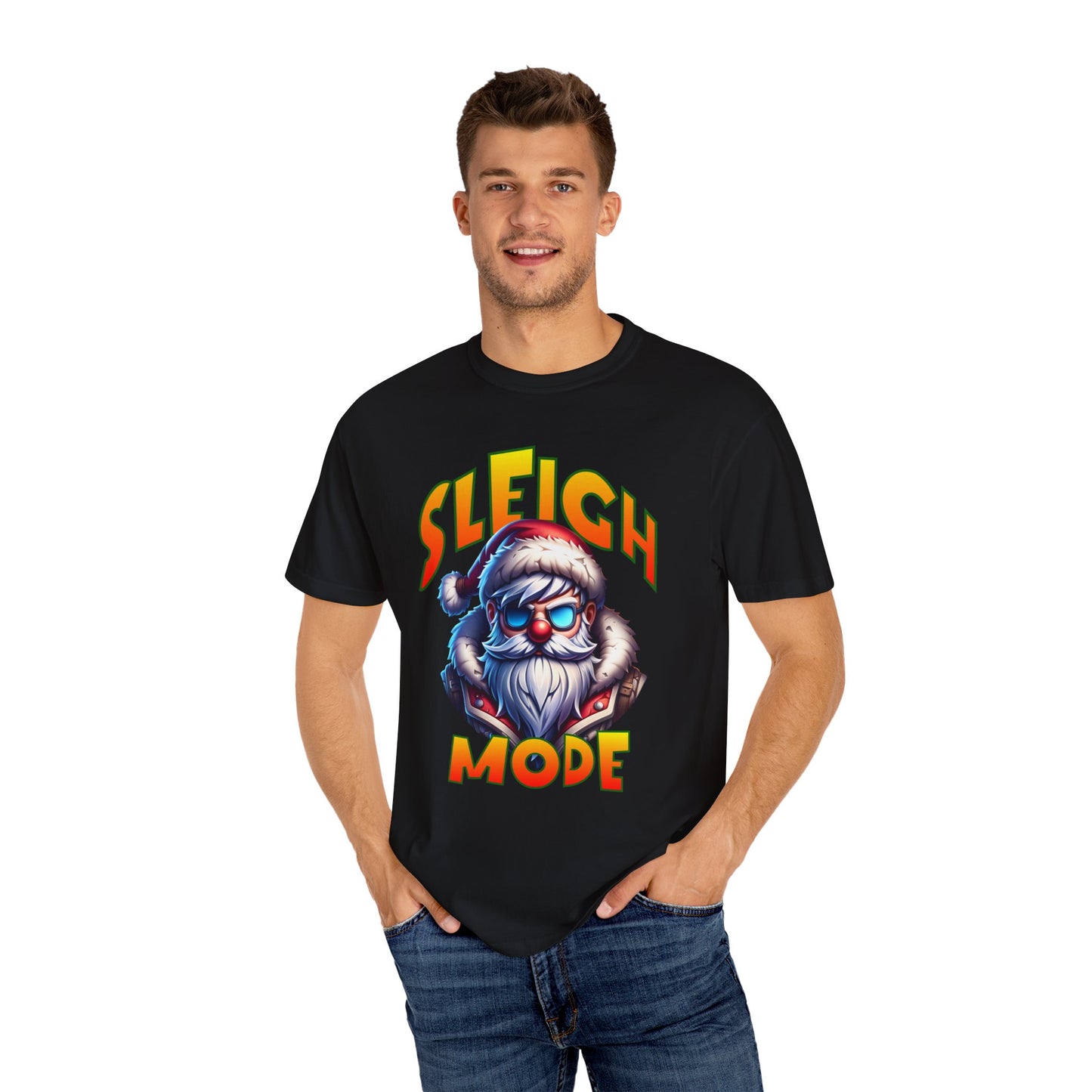 Sleigh Mode T-Shirt — Cool Santa Graphic Holiday Tee