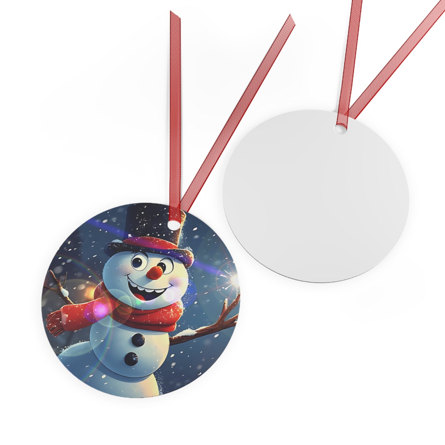 Cheerful Snowman Bell Metal Ornament — Holiday Christmas Tree Decoration