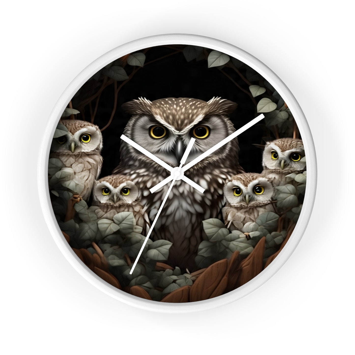 Charming Owl Family Wall Clock, Cute Owl Decor, Nature Lover Gift, Woodland Home Decor, Perfect for Kids Rooms or Bird Enthusiasts