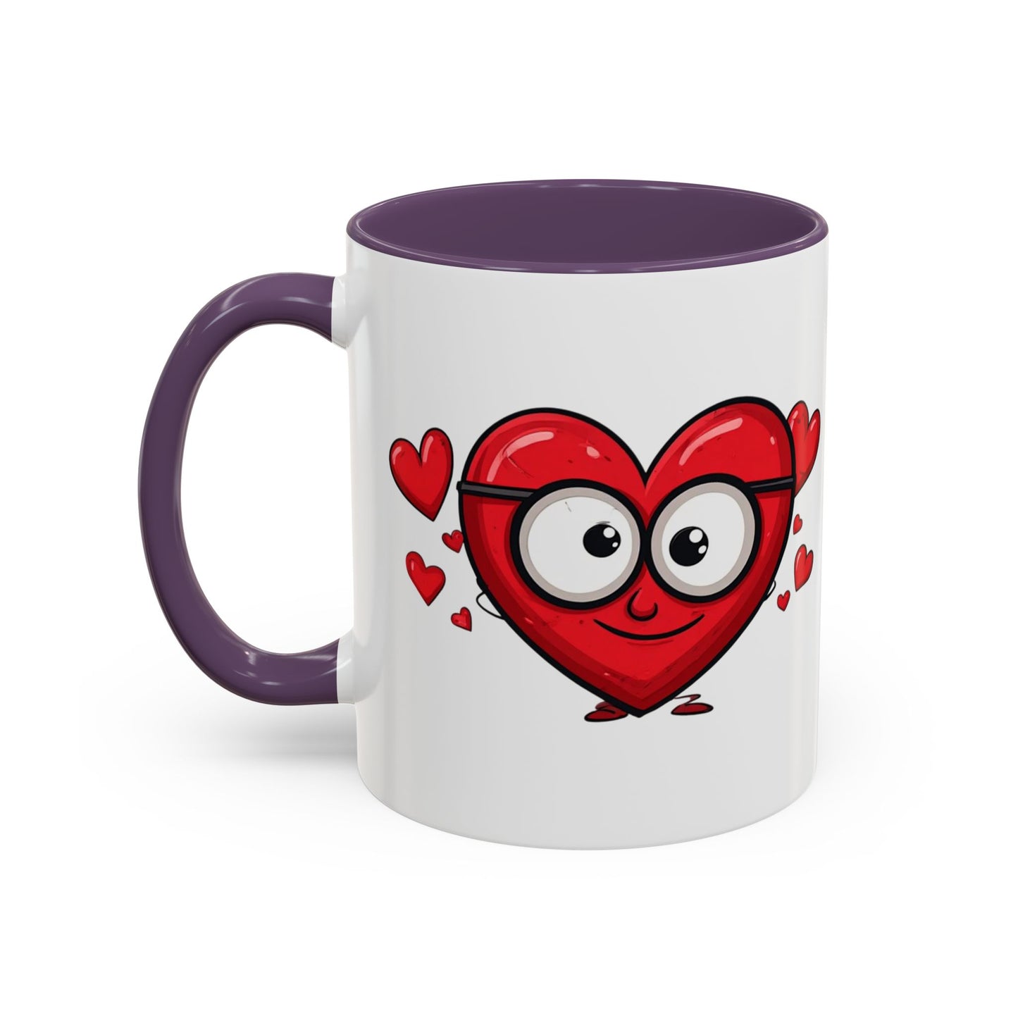 Cute Cartoon Heart Coffee Mug — Valentine Love Accent Mug (11/15oz)