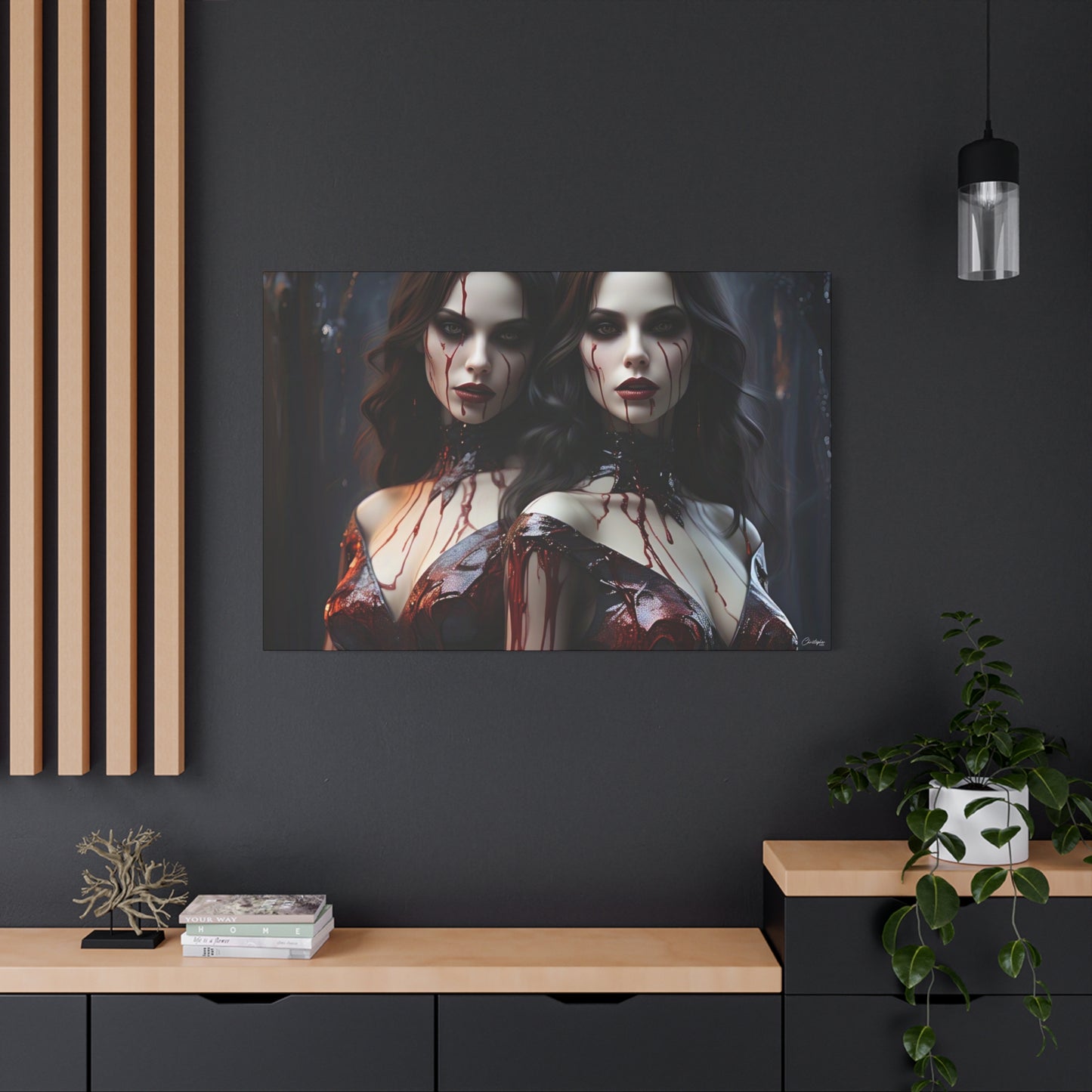 Gothic Vampire Canvas Art, Wall Decor, Horror Artwork, Halloween Home Decor, Spooky Room Accent, Unique Gift Idea