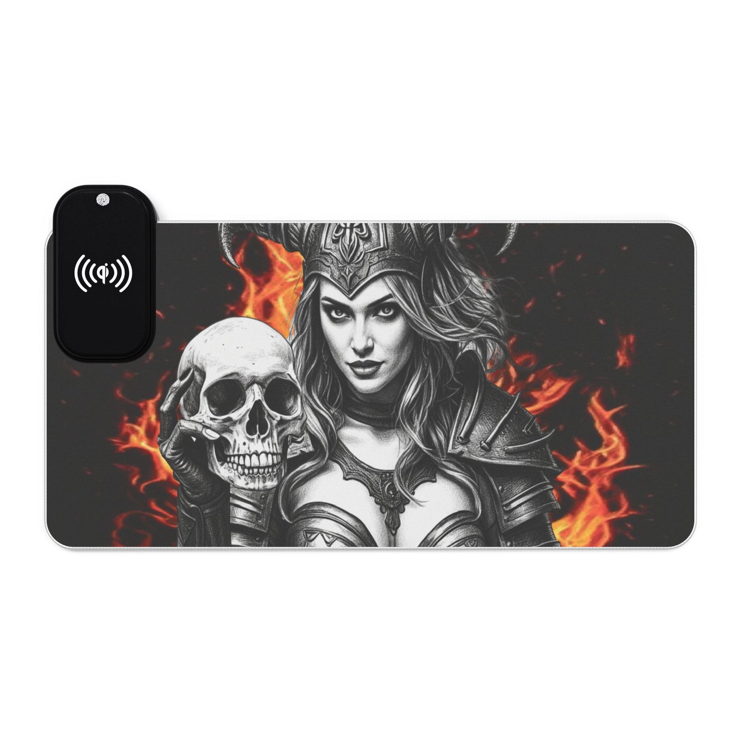 Valkyrie LED Gaming Mouse Pad with Wireless Charging — Valkyrie Skull Design