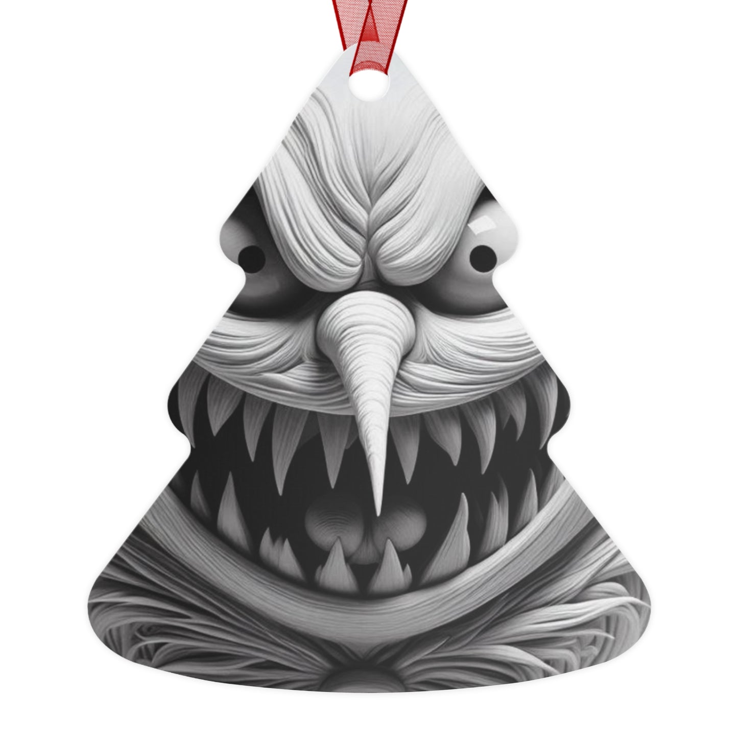 Creepy Grin Metal Ornament — Scary Christmas Bell Decoration