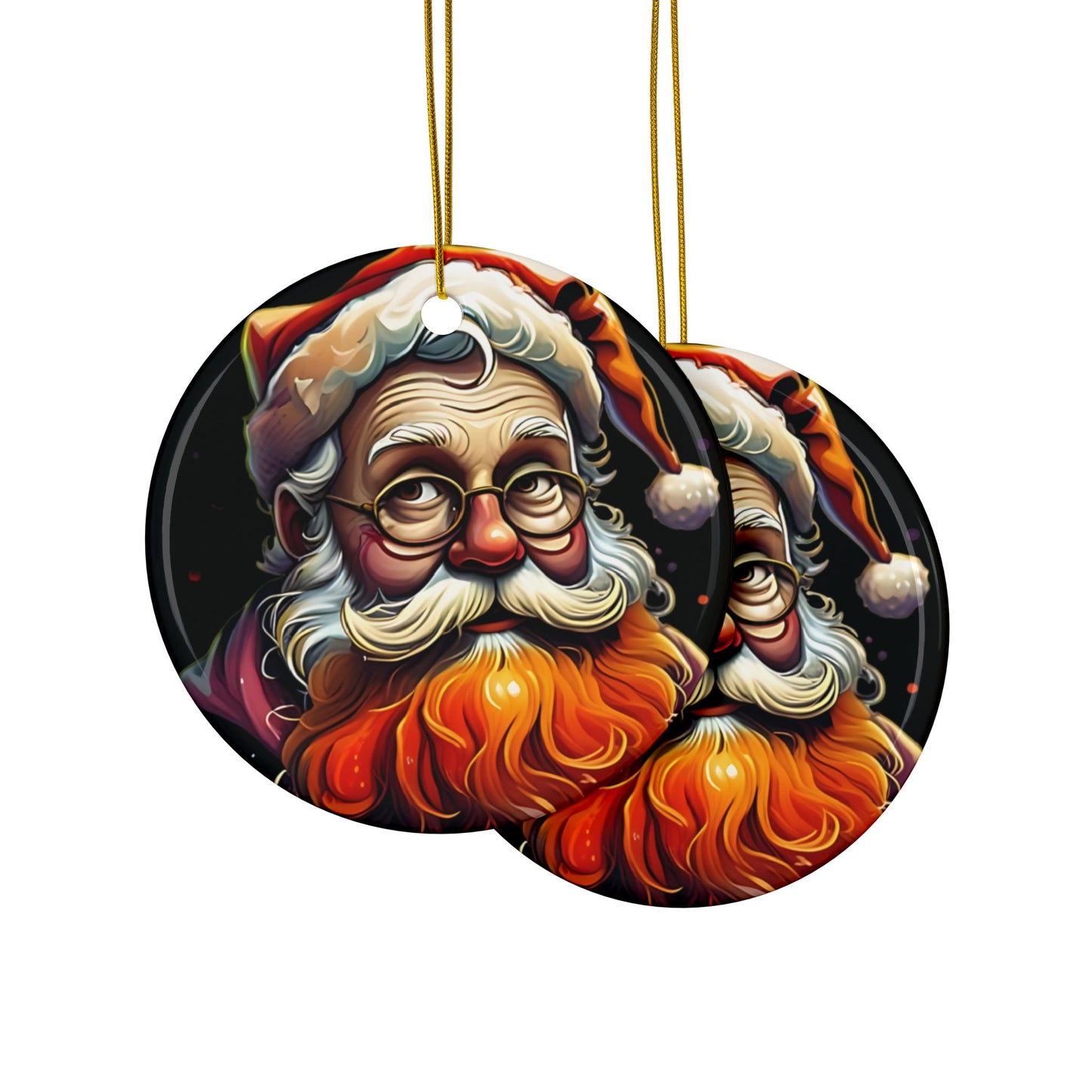 Santa Claus Ceramic Ornament — Double-Sided Christmas Tree Decoration