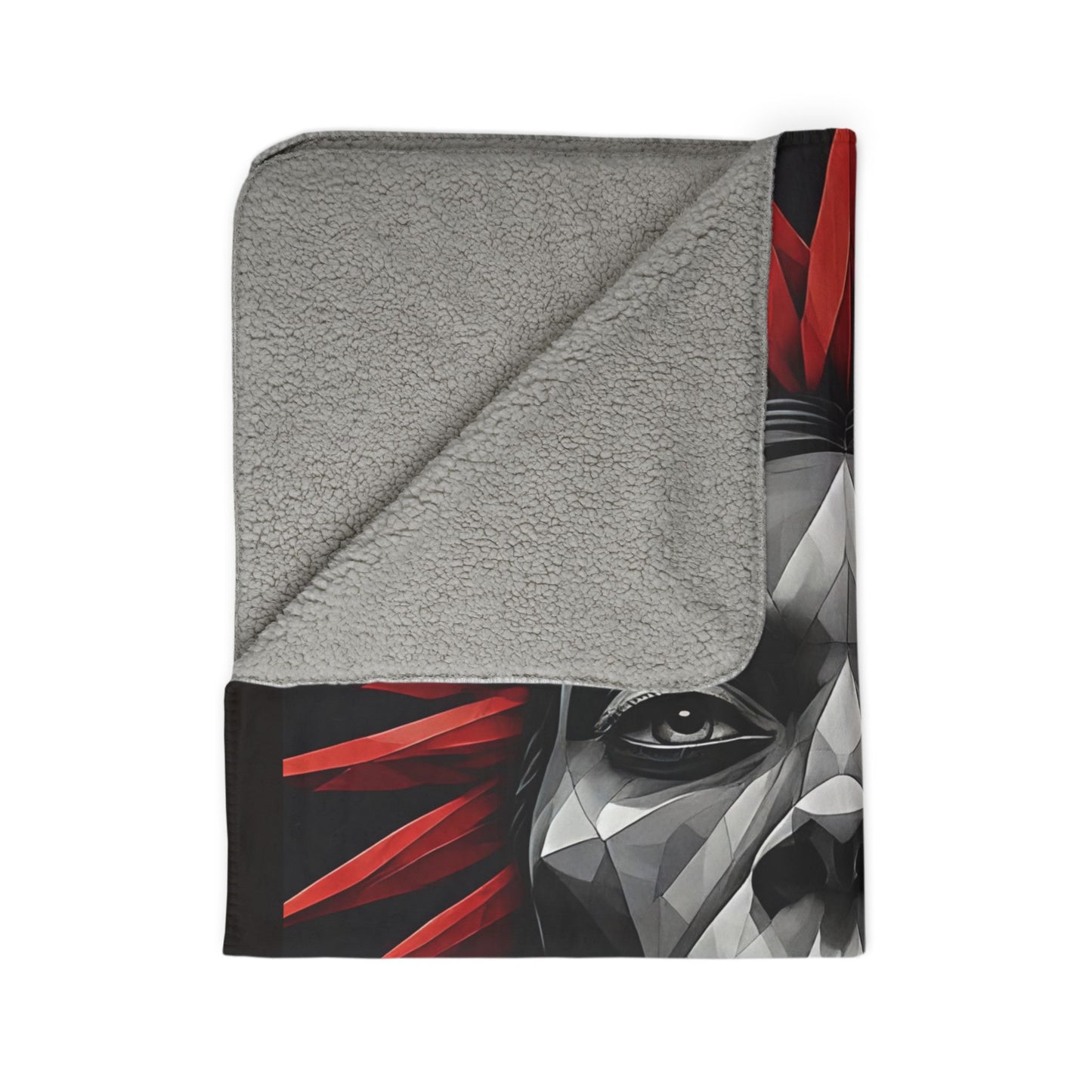 Tribal Goddess Sherpa Blanket – Geometric Face & Sea Turtle Design