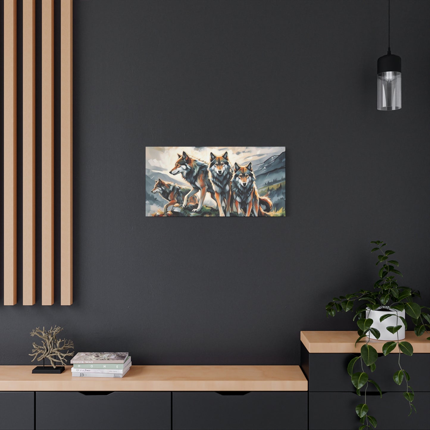 Wolf Family Matte Canvas Art, Home Decor, Animal Lovers Gift, Nature Wall Art, Wildlife Art Print, Outdoor Enthusiasts Decor